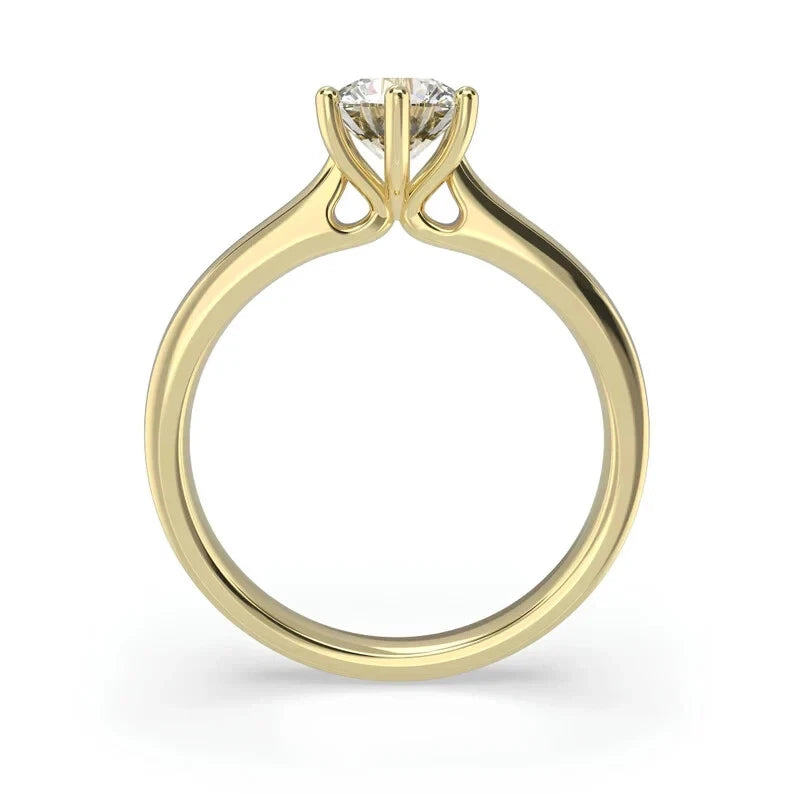Certified 1.00 CT EF Lab Grown Diamond Women's Engagement Ring 925 Sterling Silver With Vermeil Gold