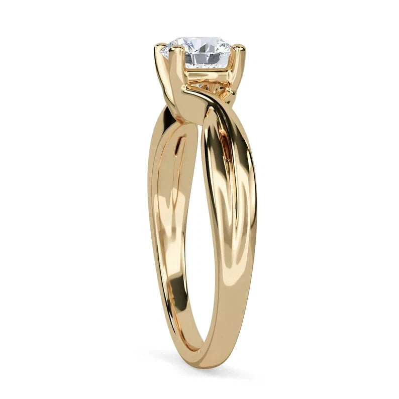 Women's Engagement Ring Certified 1.00 CT EF VS/SI Lab Grown Diamond 925 Sterling Silver With Vermeil Gold