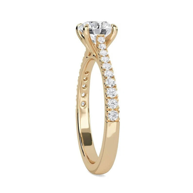 1.20 CT Certified VS/SI Lab Grown Diamond Engagement Ring 925 Sterling Silver With Vermeil Gold