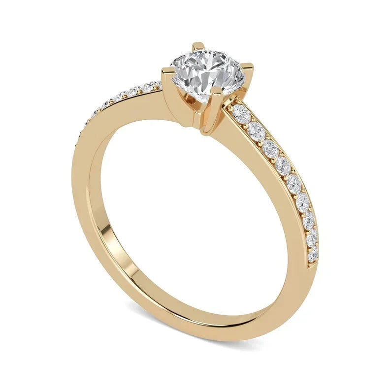 1.18 CT Certified VS/SI Lab Grown Diamond Wedding Ring 925 Sterling Silver With Vermeil Gold