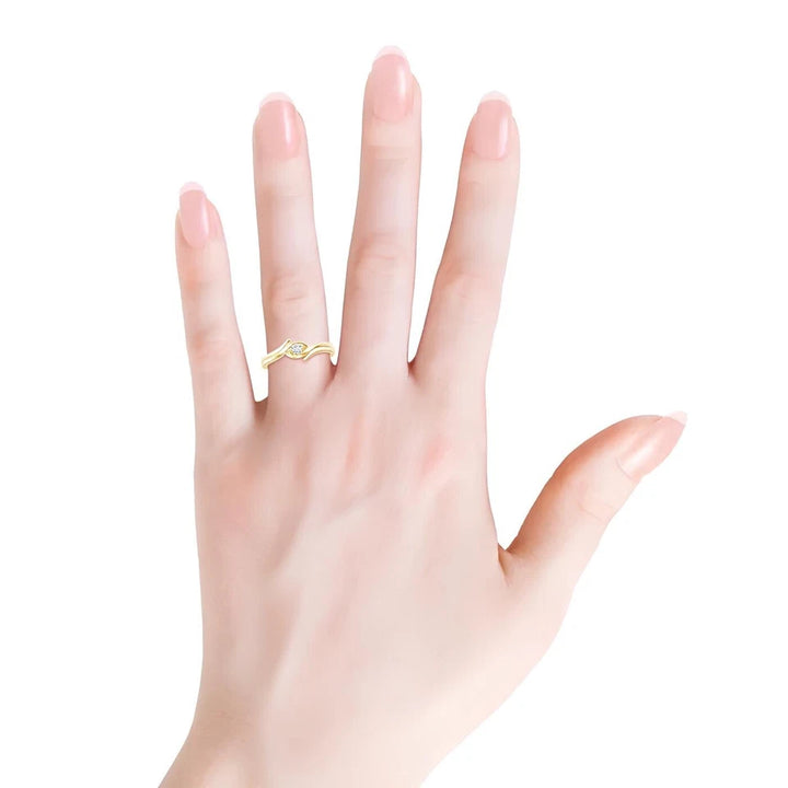 Nordic Gold Engagement Ring Certified 0.50 CT Round Cut EF Lab Grown Diamond (Demi-Fine)