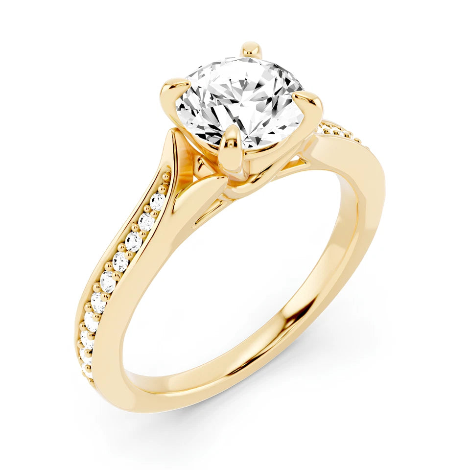 Nordic Gold 1.20 CT Round Cut Certified EF VS/SI Lab Grown Diamond Wedding Ring (Demi-Fine)