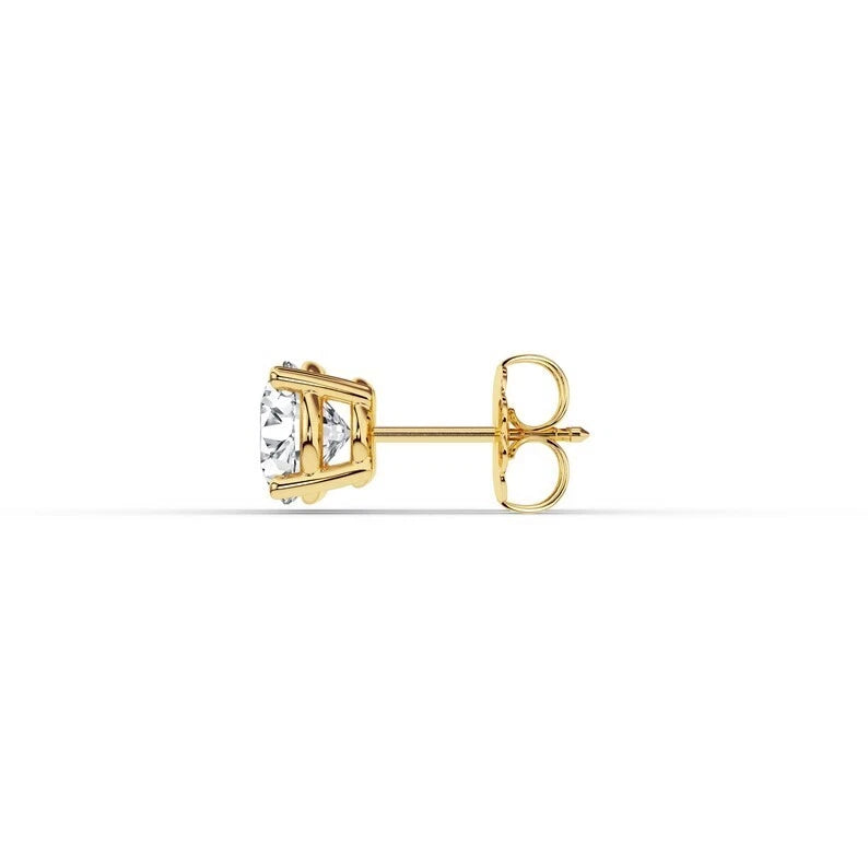 Certified 1 CT EF VS/SI Lab Grown Diamond Stud Earrings 925 Sterling Silver With Vermeil Gold