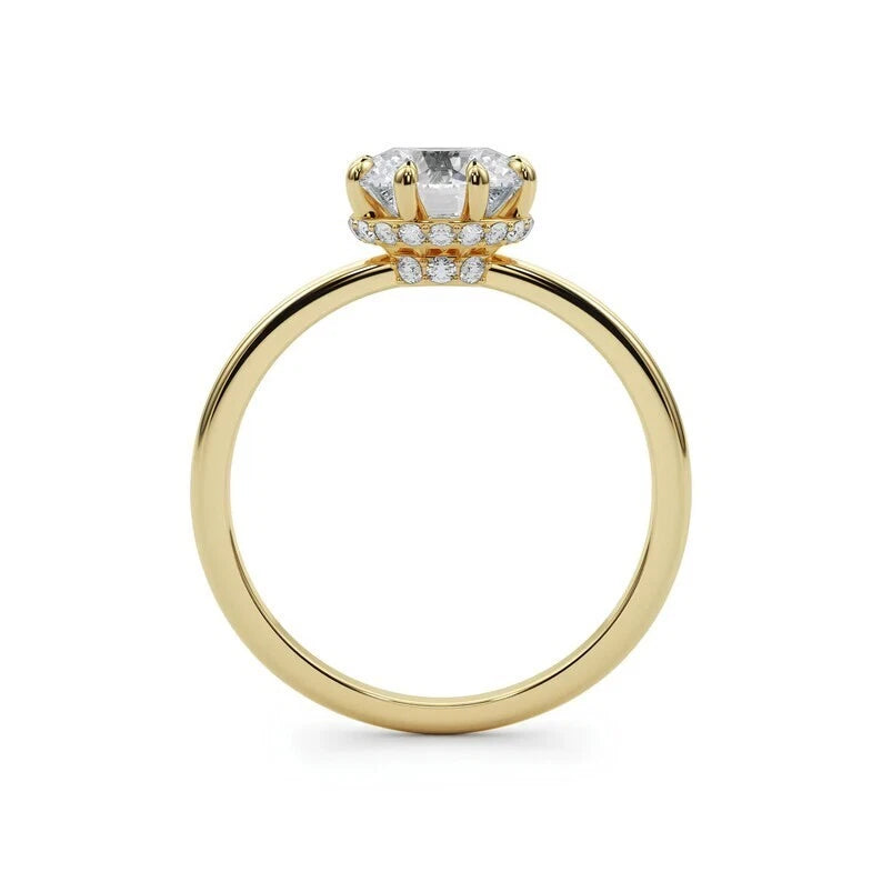 1.15 CT Certified VS/SI Lab Grown Diamond Wedding Ring 925 Sterling Silver With Vermeil Gold