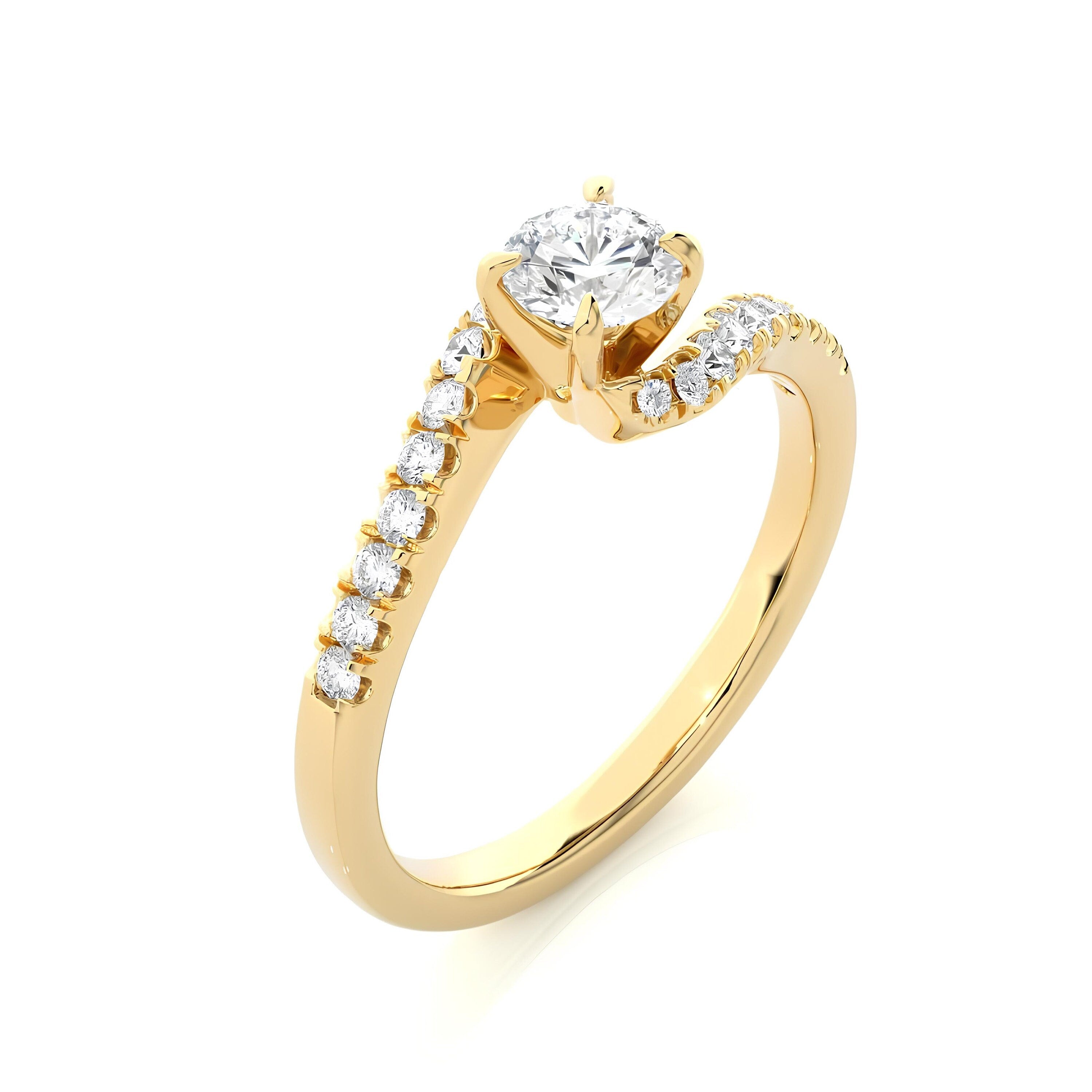 0.50 Ct Vintage-Style Solitaire Engagement Ring / IGI Certified EF VS/SI Lab Grown Diamond / 14K Gold & Platinum Wedding Ring – Perfect Gift for Her