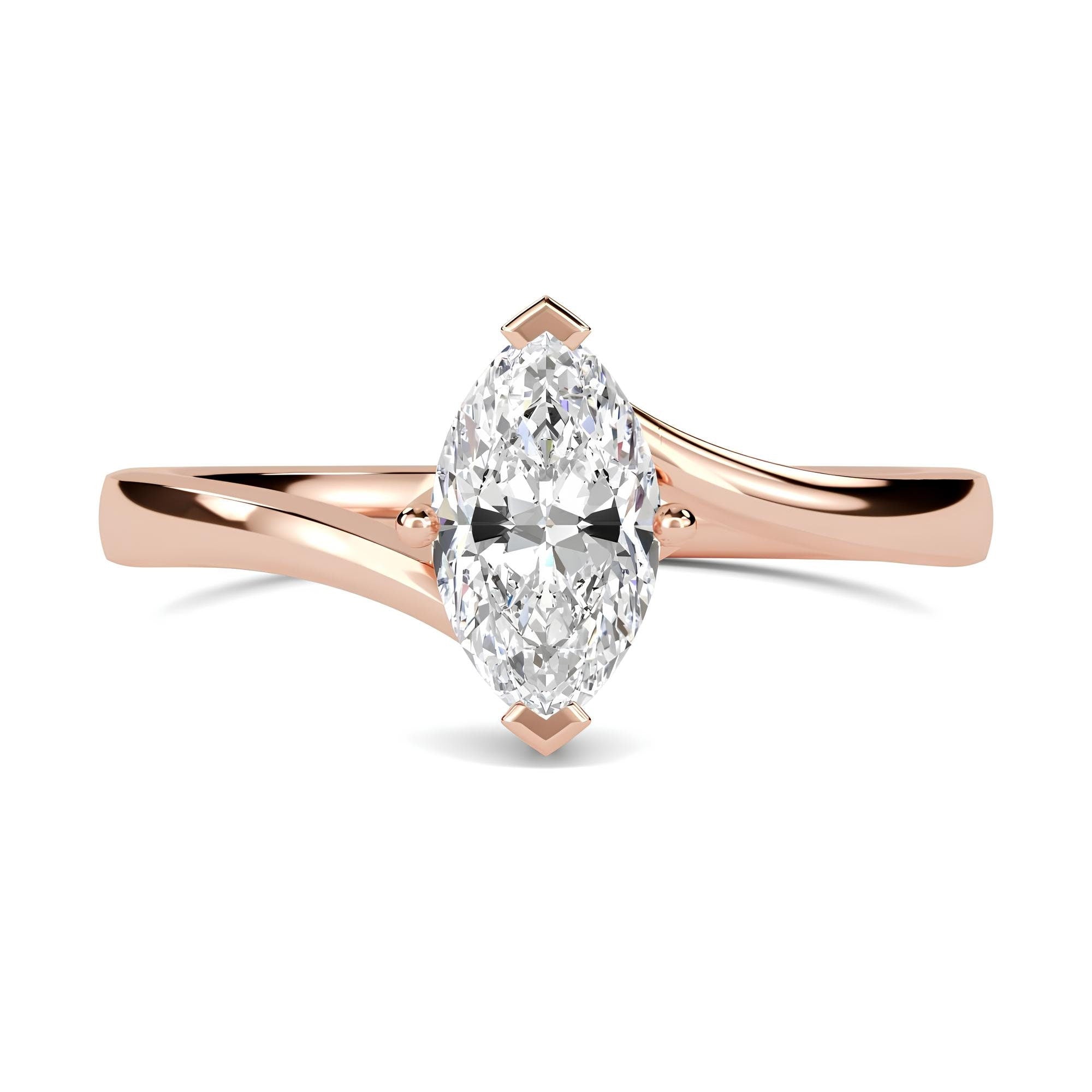 1.00 Ct Marquise Cut Lab-Grown Diamond Solitaire Engagement Ring EF VS/SI Certified Diamond in 14K Gold or Platinum