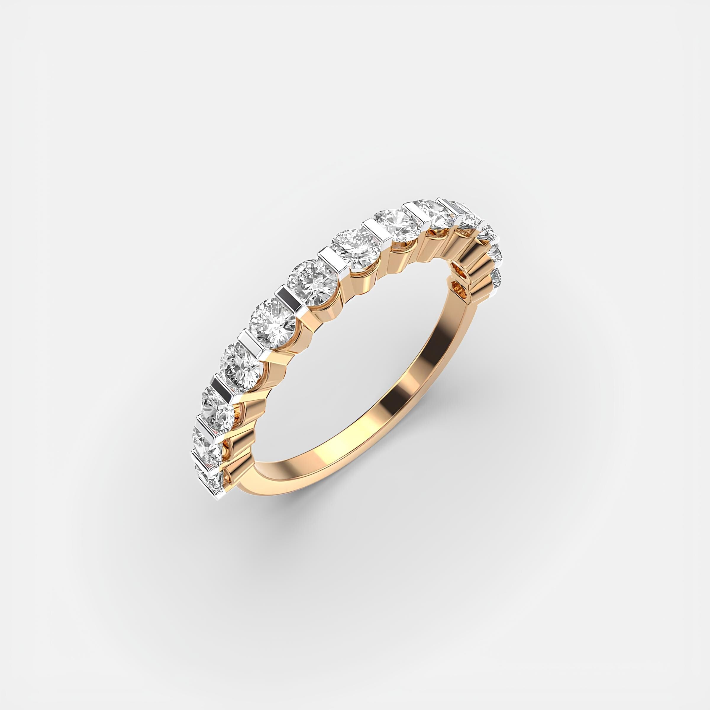 14K Gold Round EF VS/SI Lab-Created Diamond Full Eternity Wedding Band & Engagement Ring