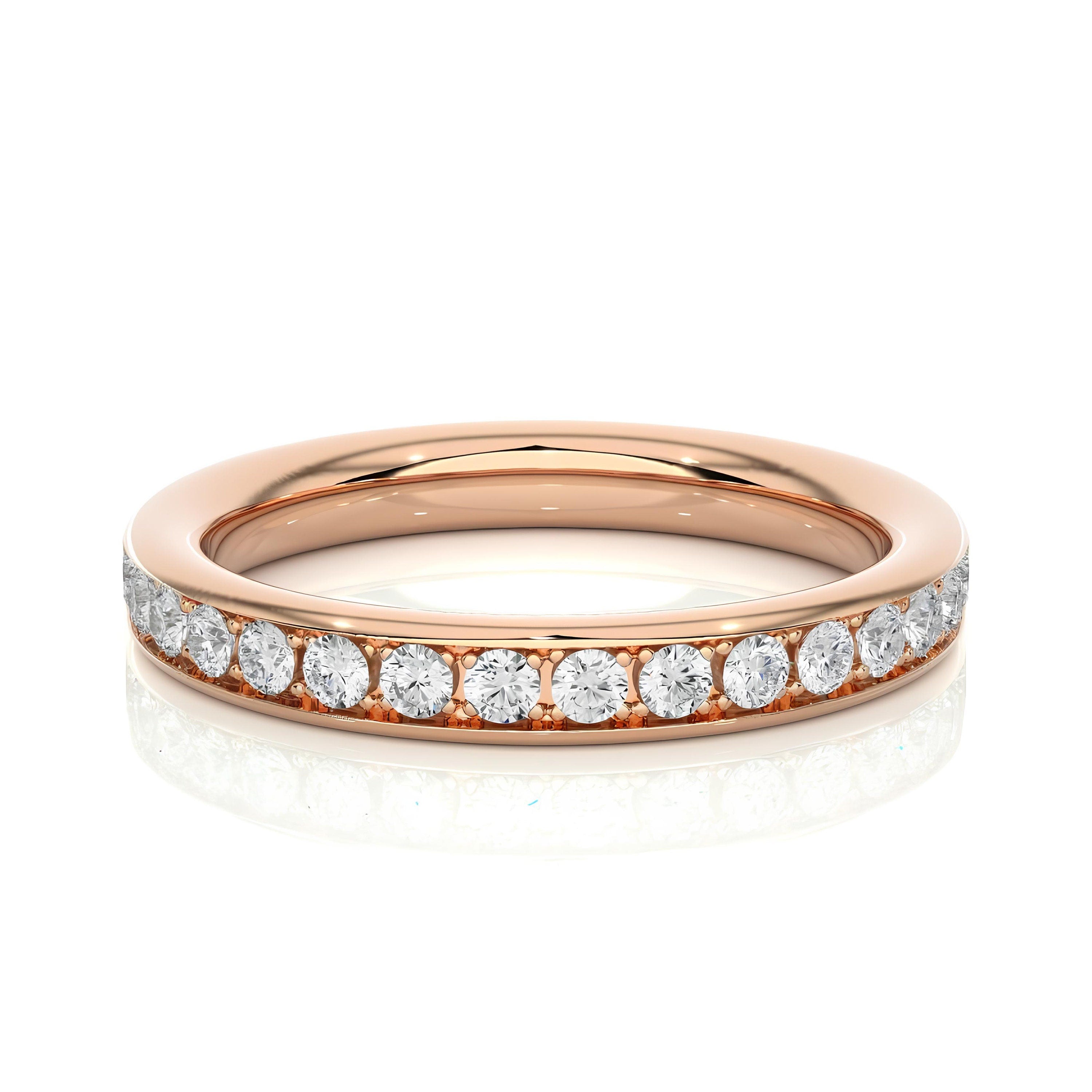 1.75 mm Micro Pave Lab-Grown Diamond Eternity Ring – Delicate Stacking Wedding Band 14k Gold