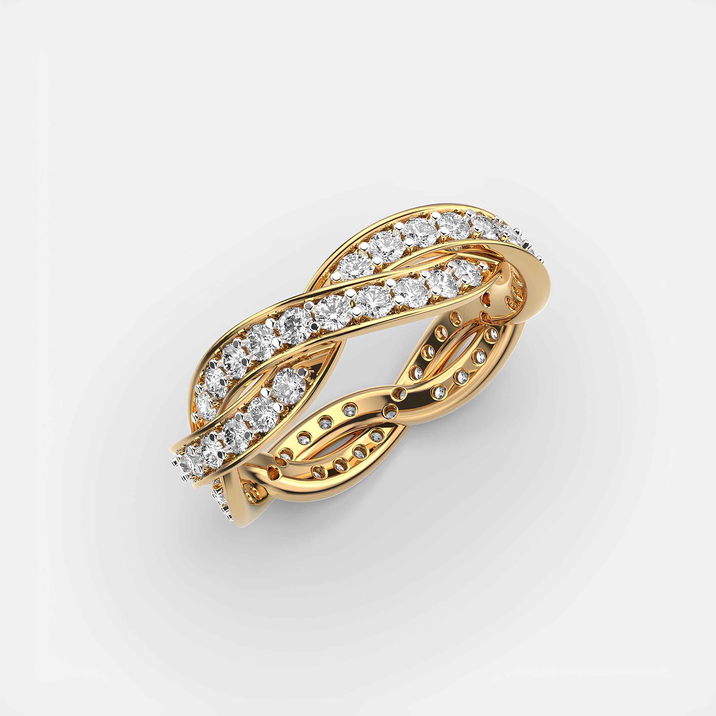 Swirling Harmony Round EF VS/SI Lab-Created Diamond Eternity Wedding Band – 14K Gold