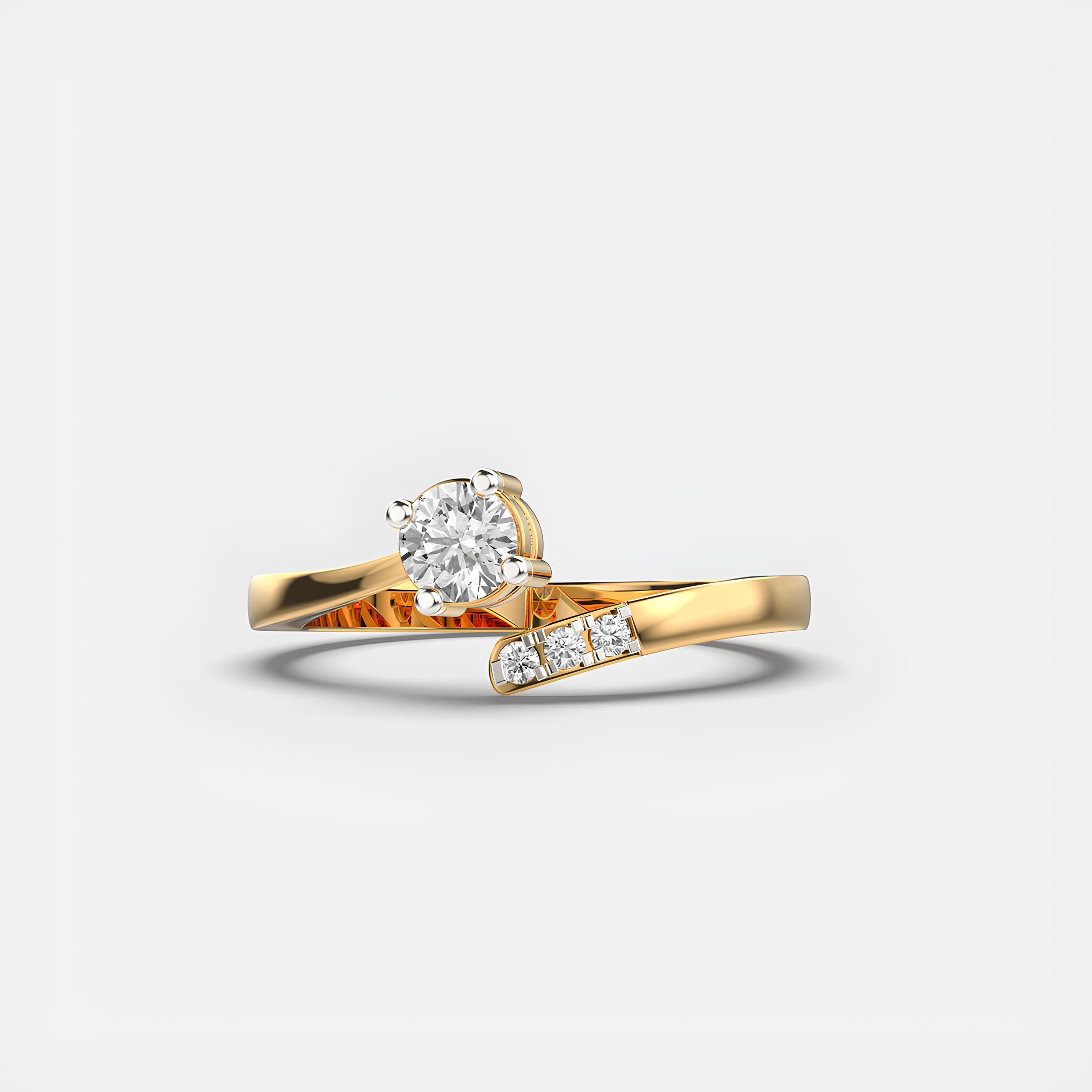Serenity Round Cut Bypass Diamond Ring EF VS/SI Lab-Grown Diamond Engagement Ring 14K Gold Lab-Created Diamond Design