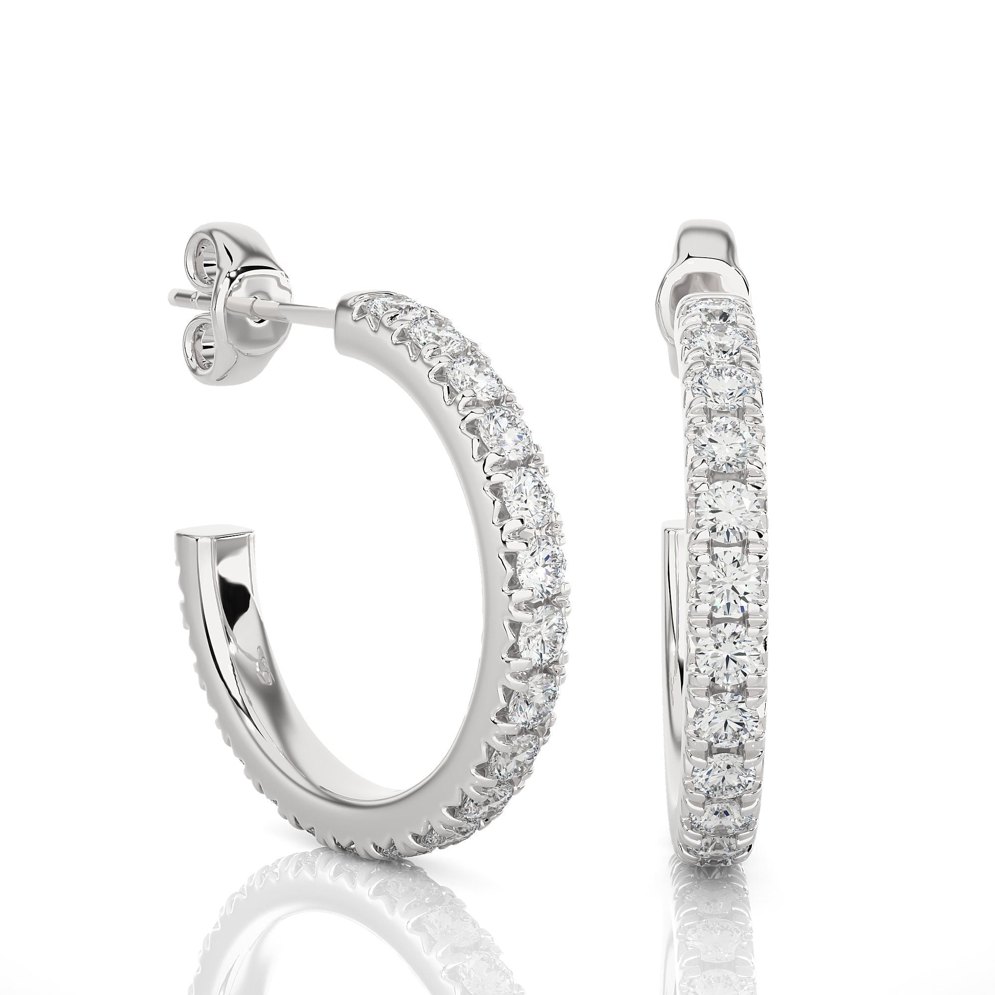 Exquisite 14k Gold Diamond Pave Hoop Stud Earrings by Alikediamonds