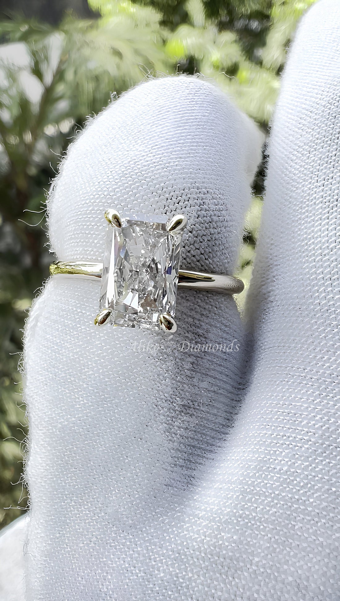 1.85 Ct GH/SI Lab Grown Radiant Cut Diamond Solitaire Engagement Ring, Certified Lab Grown Diamond 14K Yellow Gold Wedding Ring, Size 7