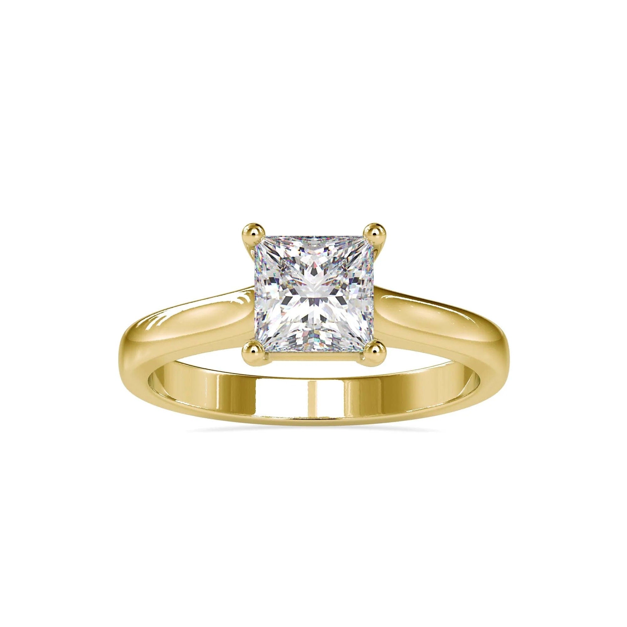 Certified 1.25 Ct EF VS/SI Lab-Grown Princess Diamond Solitaire Engagement Ring – 14K Solid Gold or Platinum – Elegant Wedding & Anniversary Ring