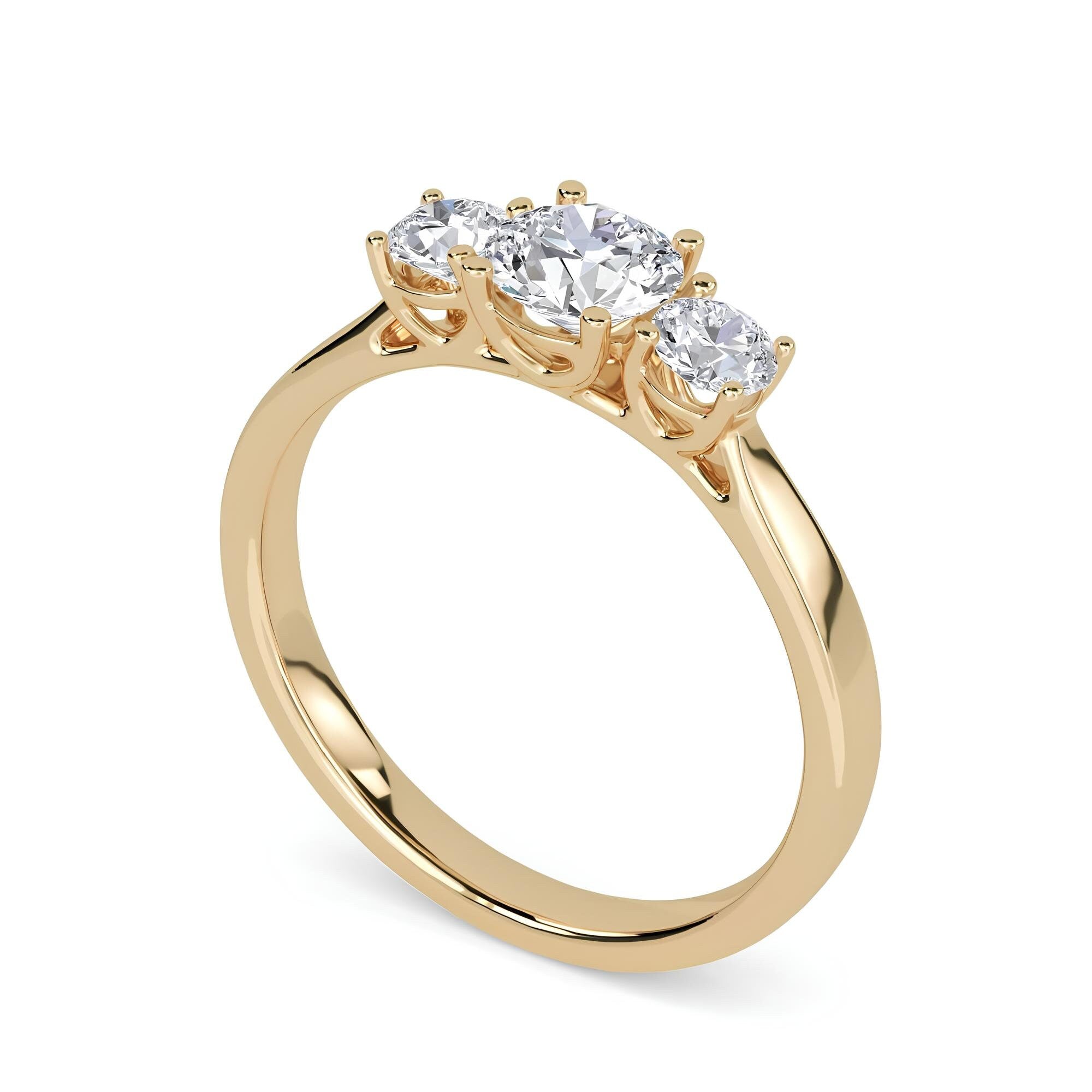 3 Stone Round Diamond Engagement Ring, GH SI Lab Grown Diamond Ring, Promise Ring, Wedding Ring, Diamond Ring for Her, Gift For Her