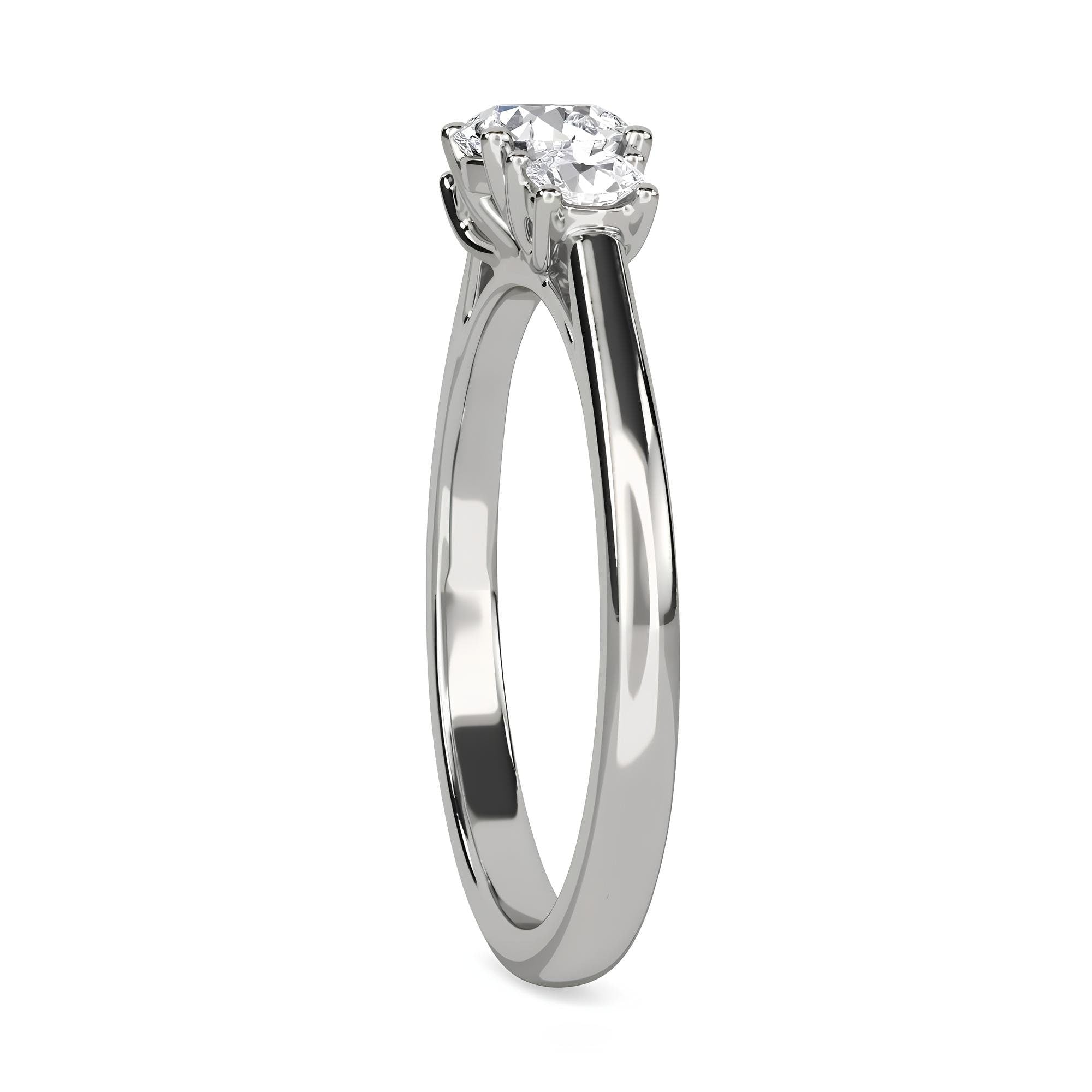 Three-Stone Round Lab-Grown Diamond Engagement Ring – EF VS/SI Diamonds in 14K Gold | Promise, Wedding, or Gift Ring for Her