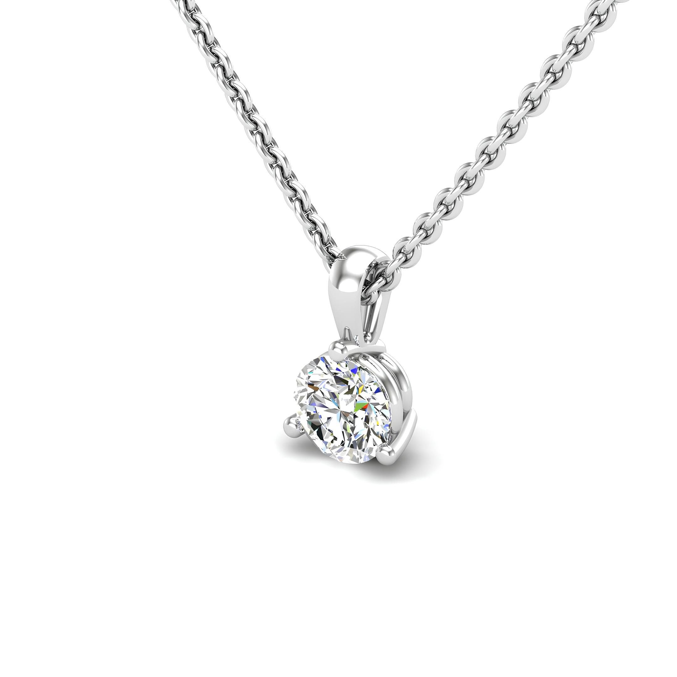 Solitaire 0.50 to 2.00 Ctw EF VS/SI Lab Grown Round Diamond Pendant Necklace