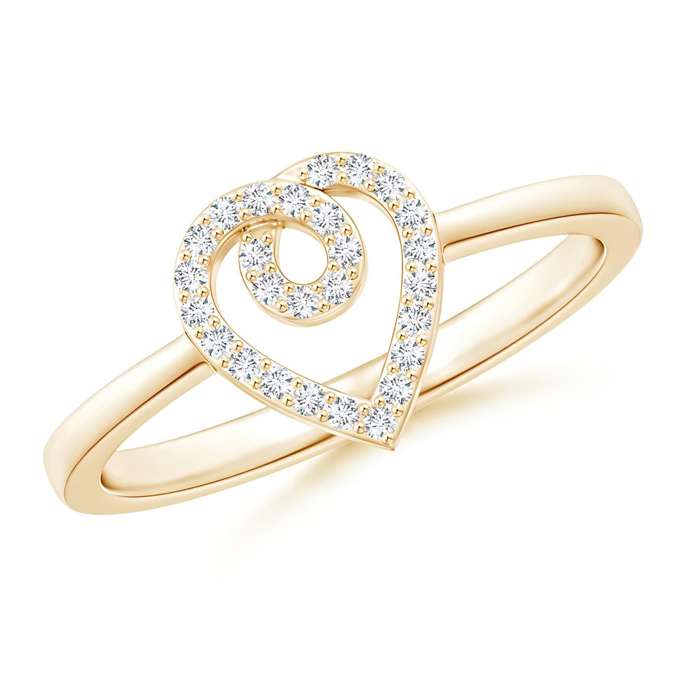 Elegant Heart Design Ring – Lab-Grown Round Cut Diamonds in 14K Gold | Prong-Set Women's Half Eternity Engagement Band