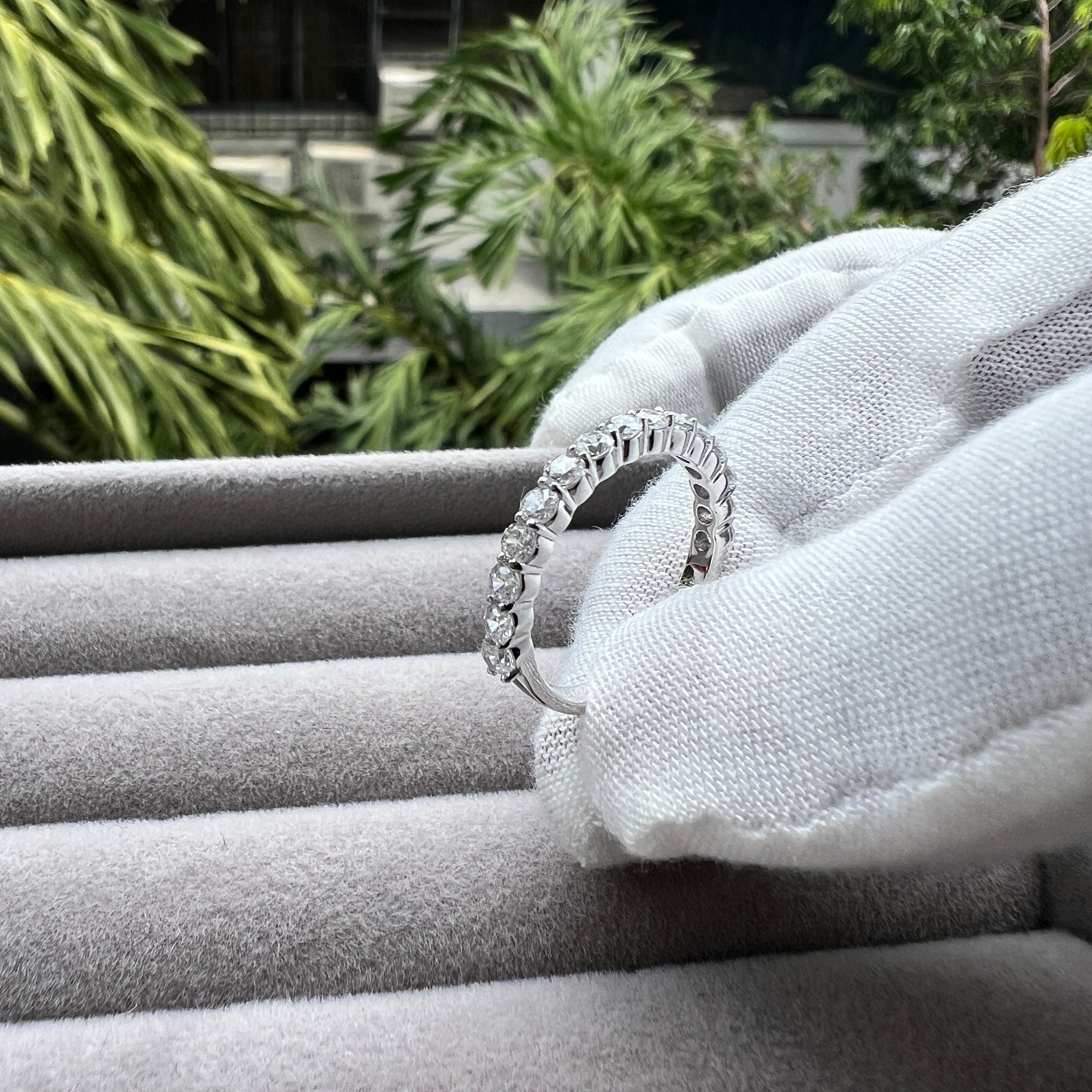 0.90 CT EF VS/SI Lab-Grown Diamond Band – 14K Solid Gold Half Eternity Wedding Band | Stackable, Matching Diamond Ring