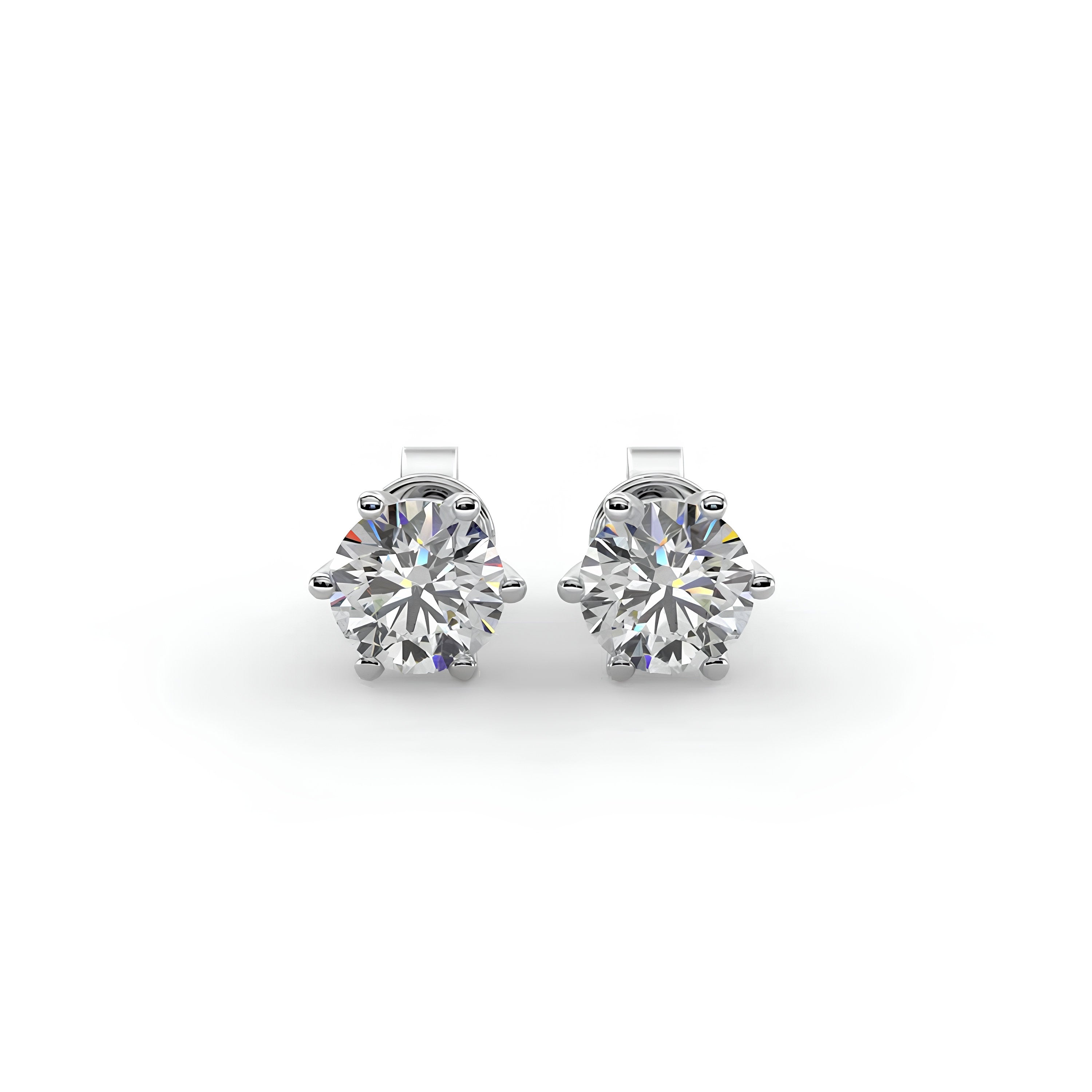 Dazzling EF VS/SI Lab-Grown Diamond Stud Earrings Sparkling 6-Prong Round Cut Design in 14K Gold