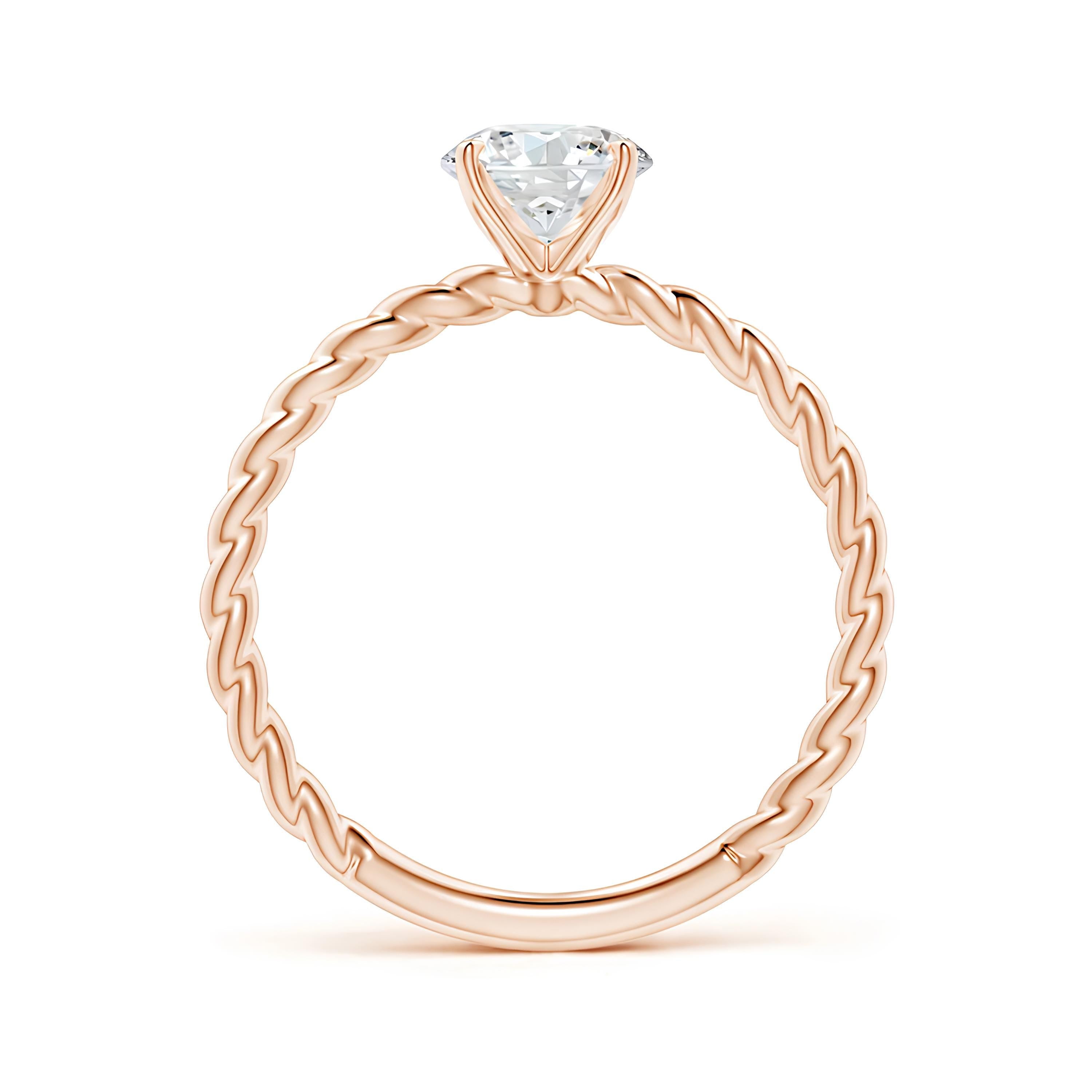 Twisted Shank Round Diamond Ring EF VS/SI Lab-Created Diamond Engagement Ring & Wedding Band in 14K Solid Gold