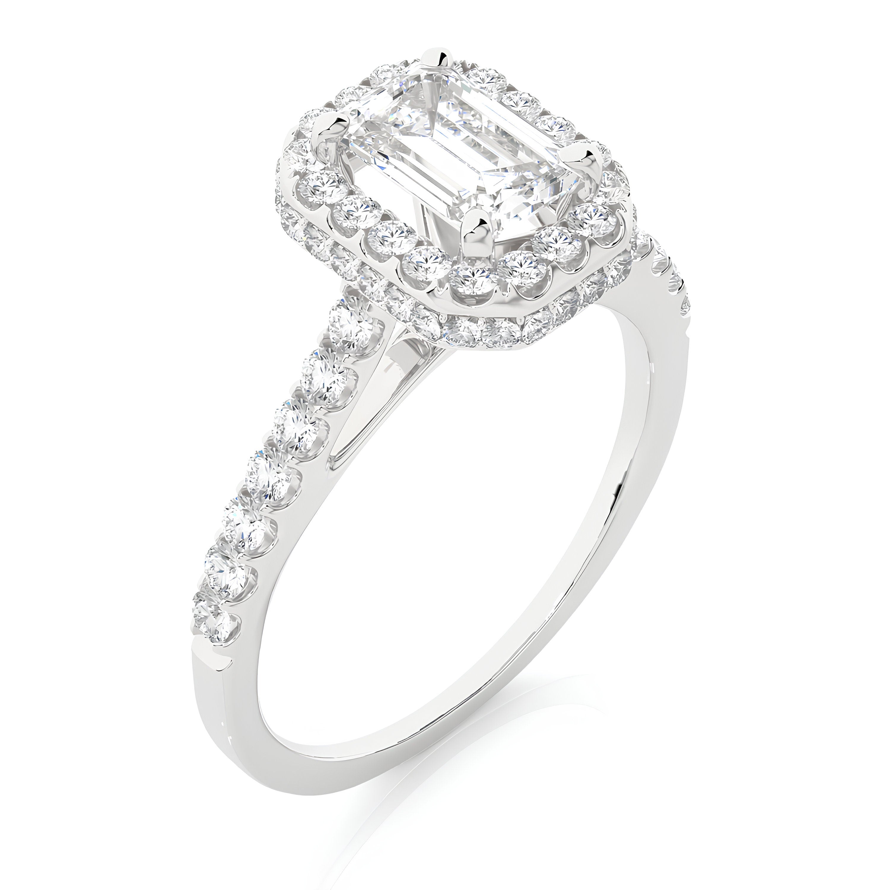 Vintage Wedding Ring / 1.44 CT Certified Lab Grown Emerald Diamond Hidden Halo Engagement Ring / 14K Solid Gold Diamond Anniversary Gift Ring