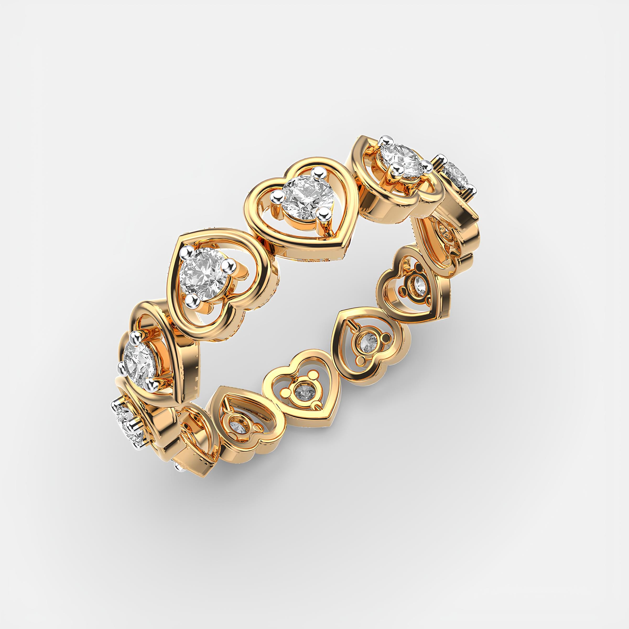 Heartbeats Full Eternity Band – EF VS/SI Lab-Created Diamonds in 14K Solid Gold