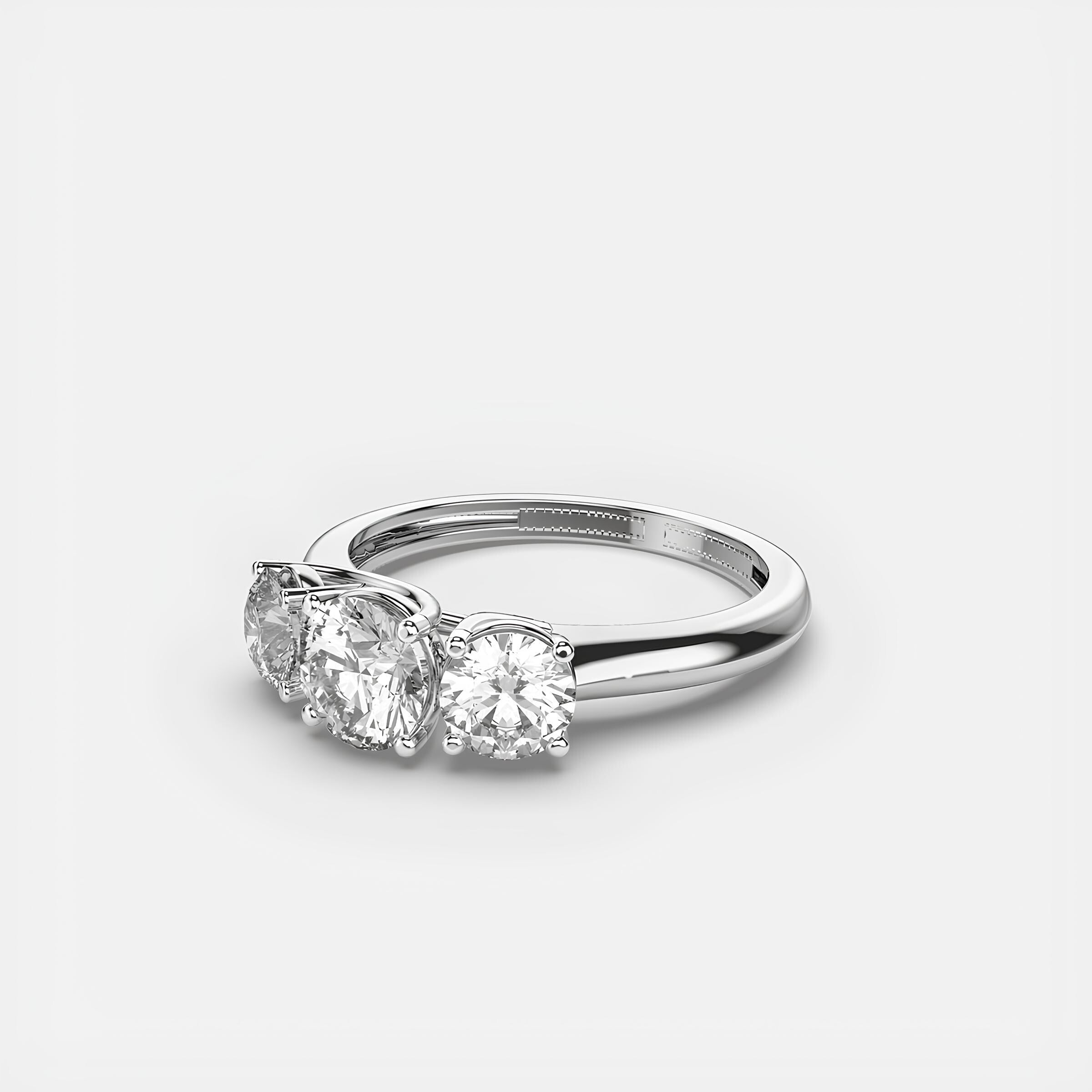 Round Three-Stone Lab-Created Diamond Engagement Ring – Excellent Cut in 14K Gold | Promise or Wedding Ring