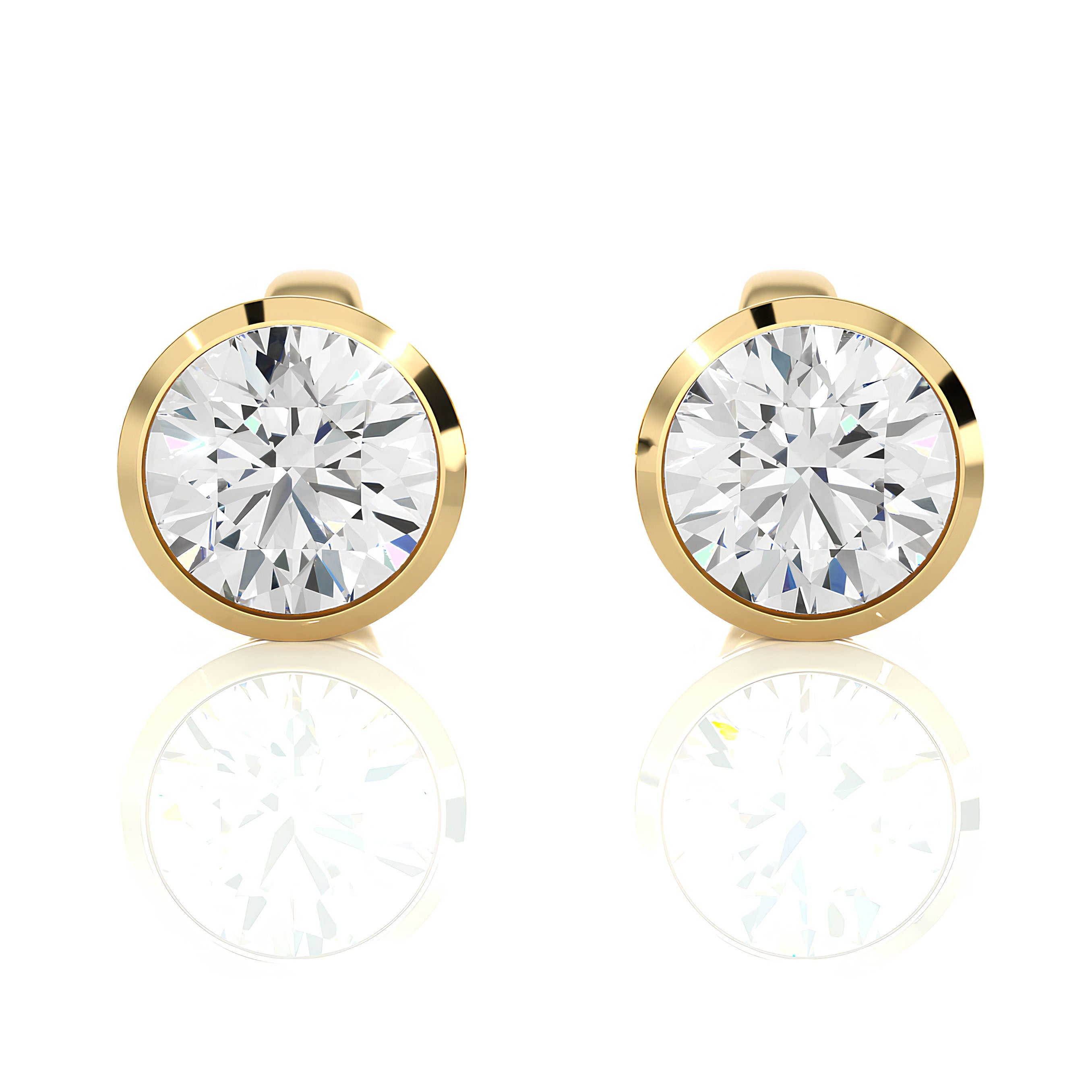 0.25 - 4.00 CTW Round Cut EF VS/SI Lab-Grown Diamond Bezel Stud Earrings for Women 14K Gold Wedding & Anniversary Gift