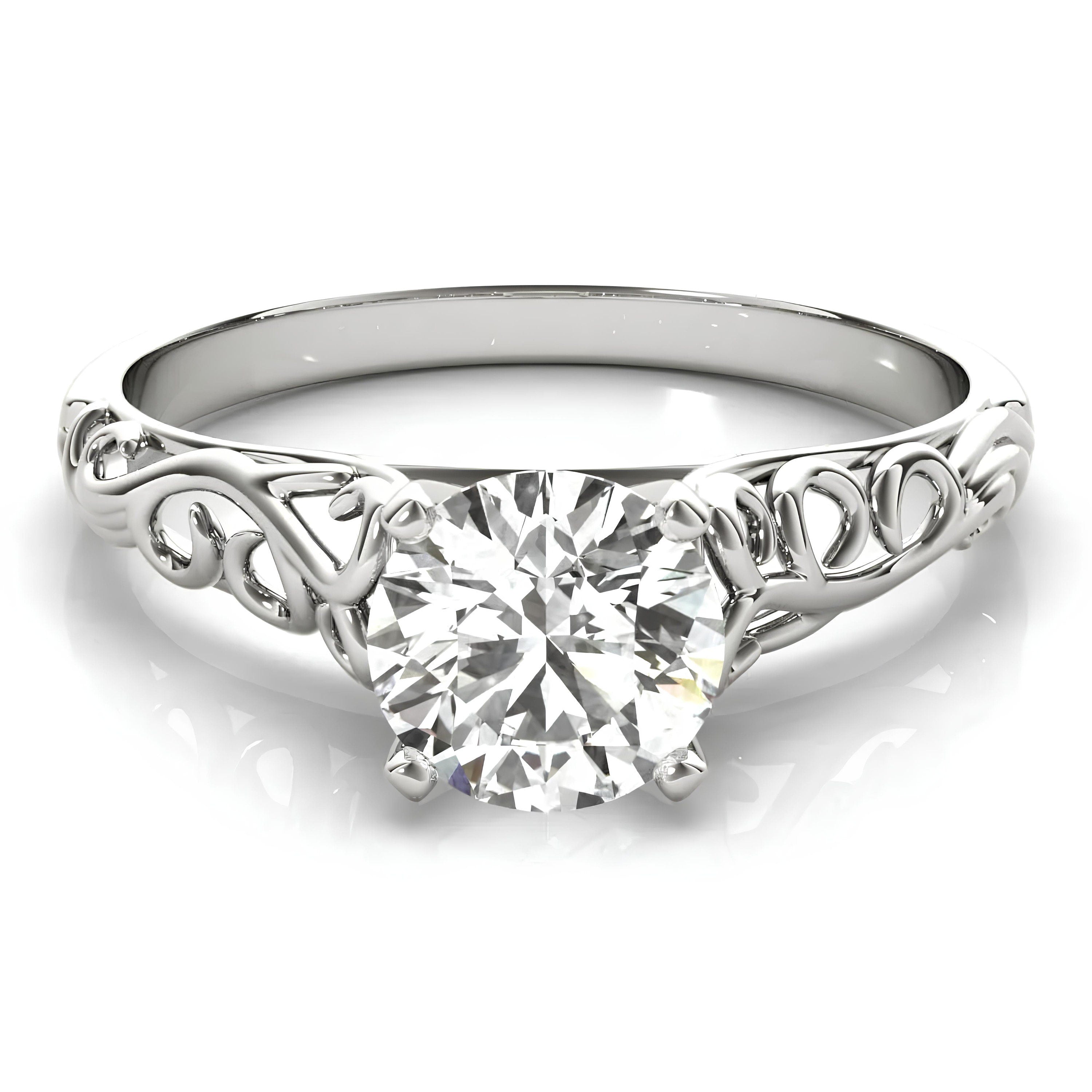 Margaret Vintage Engagement Ring – IGI Certified 0.25–2.00 CT VS/SI Lab-Grown Diamond Solitaire | 14K Real Gold Wedding Ring