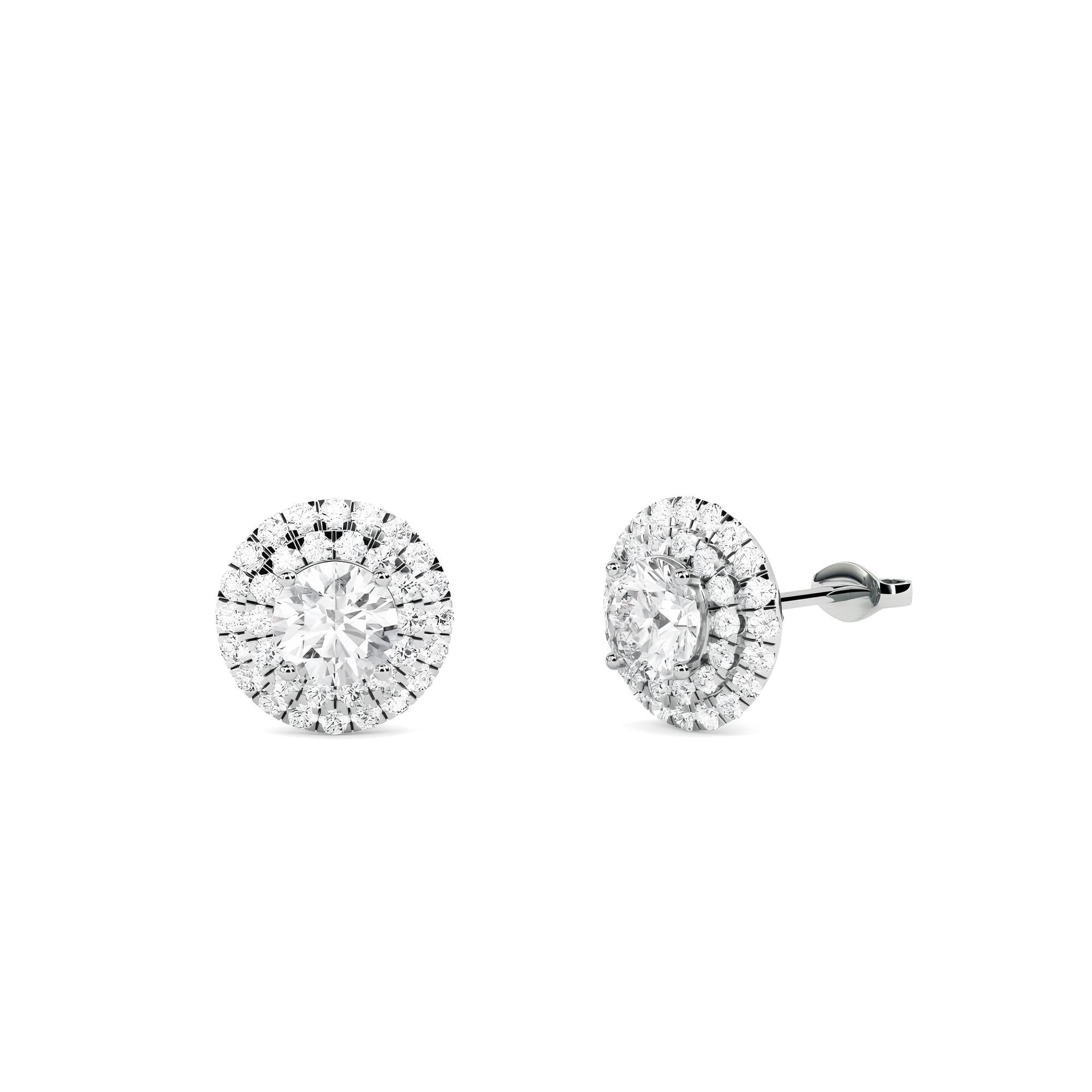 IGI Certified 1.10 CTW Round Cut Lab-Grown Diamond Halo Stud Earrings EF VS/SI Clarity 14K Gold Bridesmaids Earrings