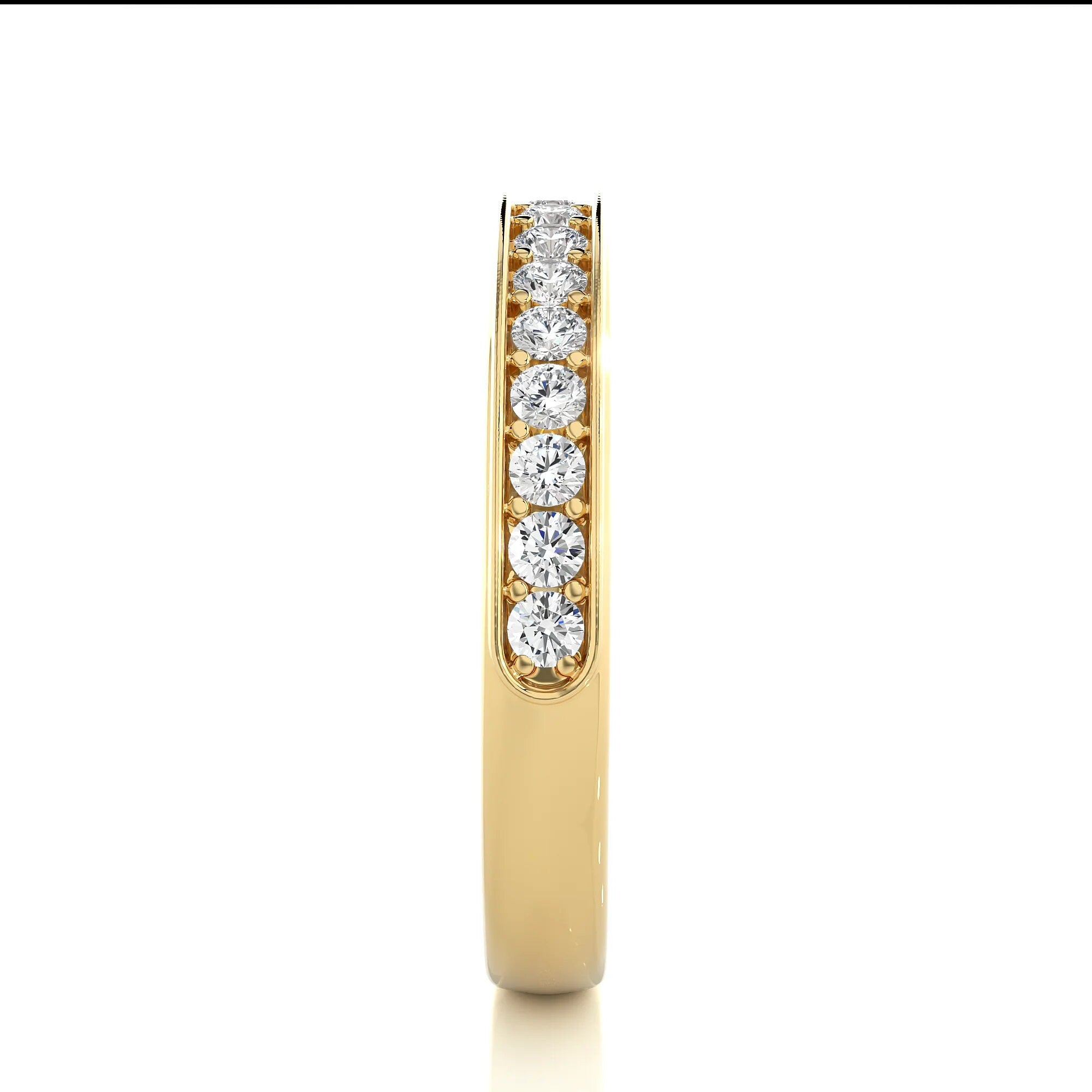 2.00MM Round Cut EF VS/SI Lab-Grown Diamond Band – Minimalist Half Eternity Ring in 14K Gold | Stackable, Matching, Anniversary Gift for Her