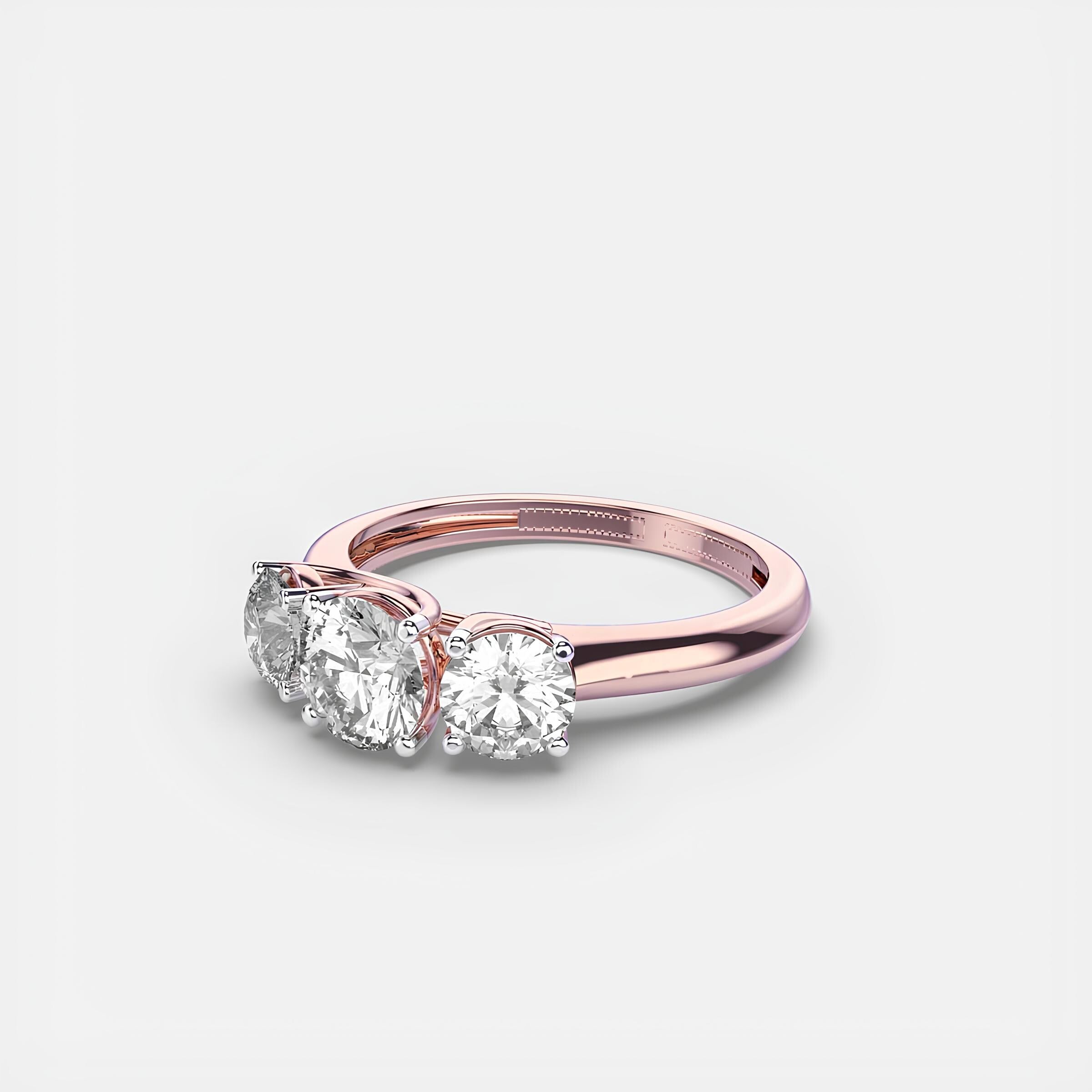 Round Three-Stone Lab-Created Diamond Engagement Ring – Excellent Cut in 14K Gold | Promise or Wedding Ring