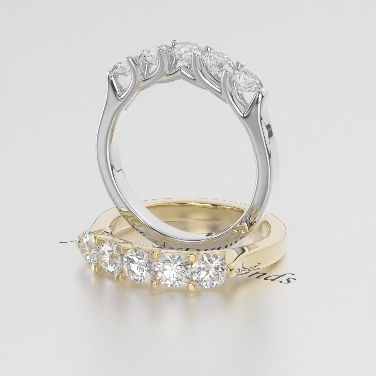 3 MM Round Lab Created Diamond Wedding Band for Women, Five Stone Diamond Band, EF/VS Lab Grown Diamonds, Stackable Band, Anniversary Gifts