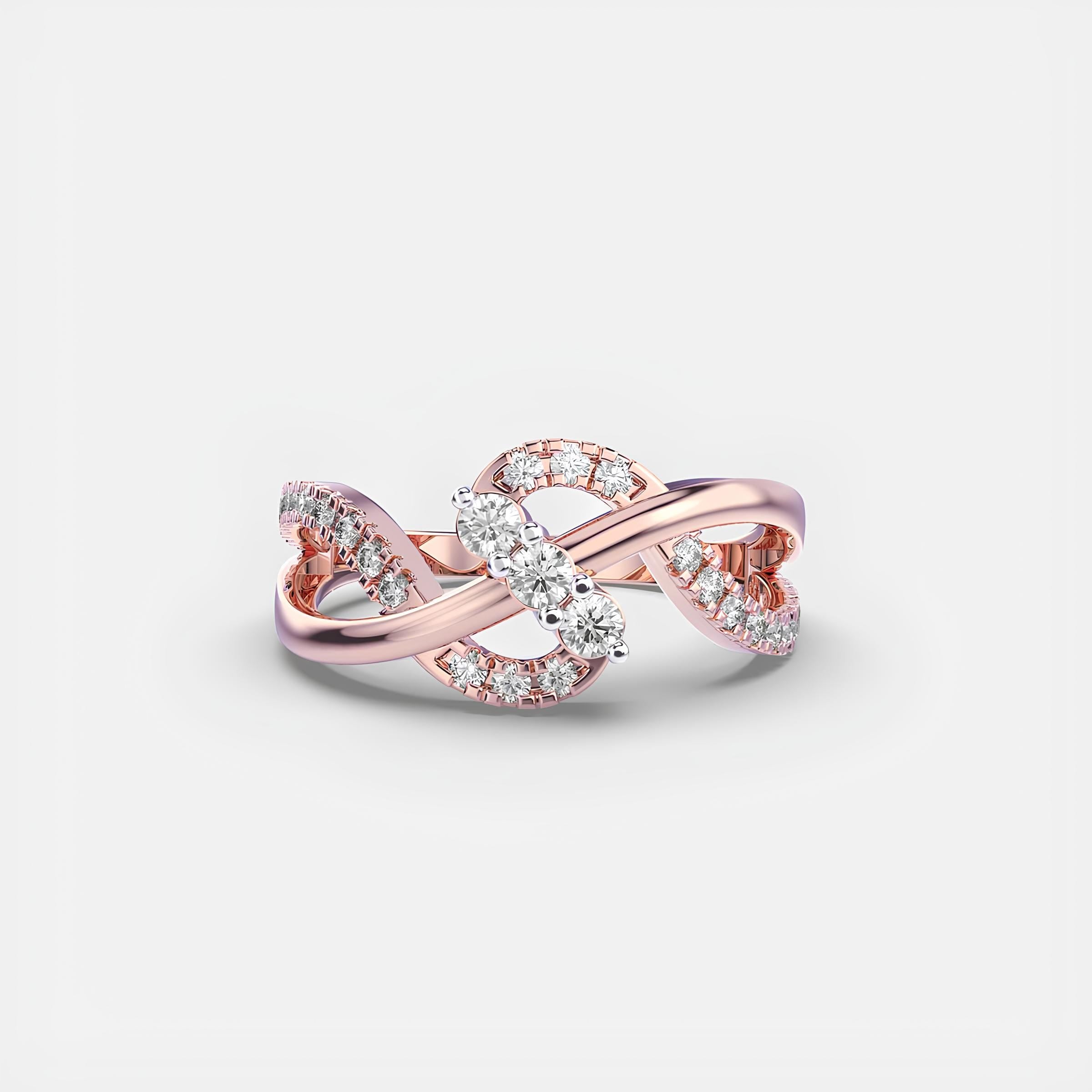 Sparkling Waves EF VS/SI Lab-Created Diamond Half Eternity Wedding Band – 14K Solid Gold Engagement Ring