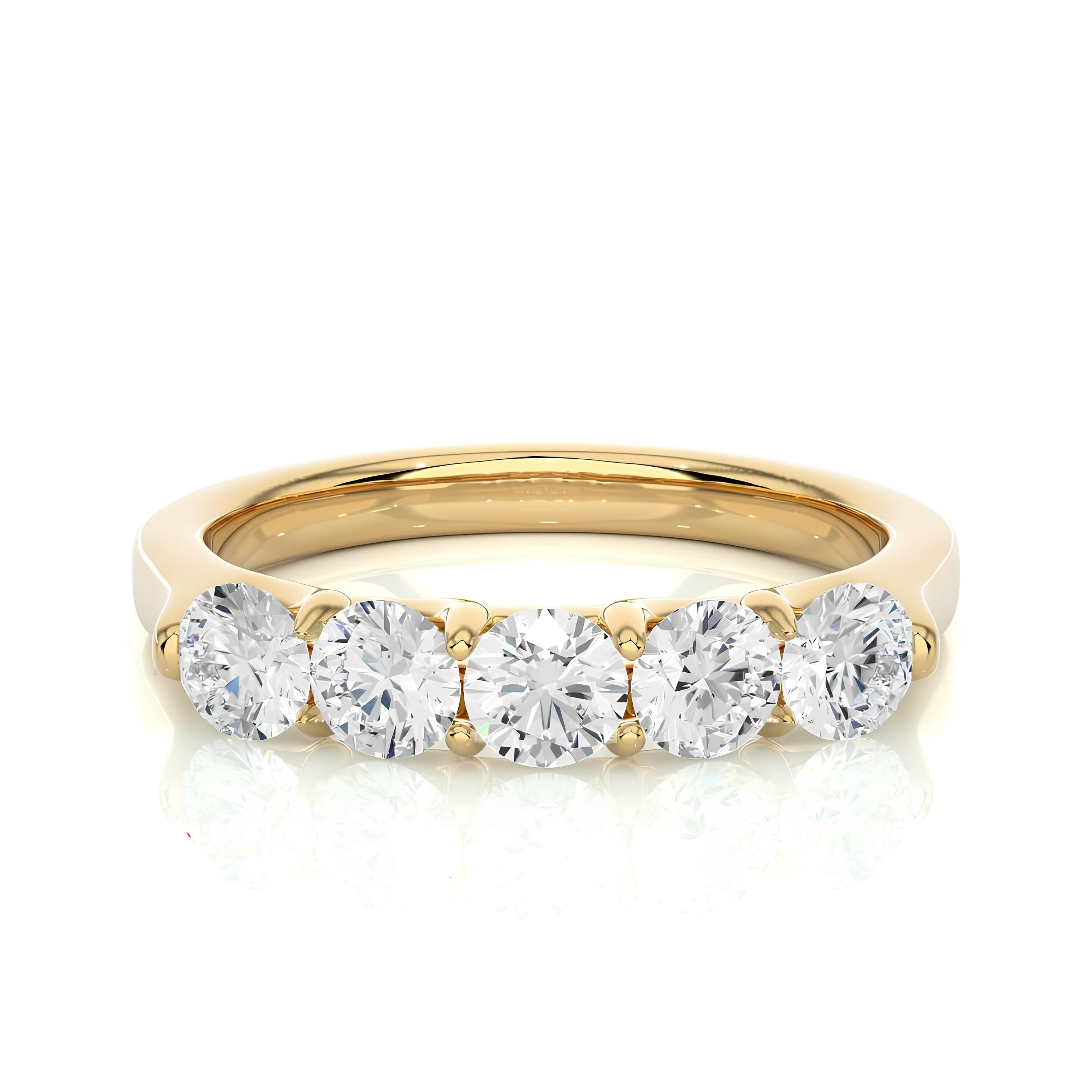 14K Gold 5-Stone Prong-Set VS/SI Diamond Wedding Band – 1.00 CTW Women's Anniversary Ring, Bridal Jewelry, Engagement or Stacking Ring