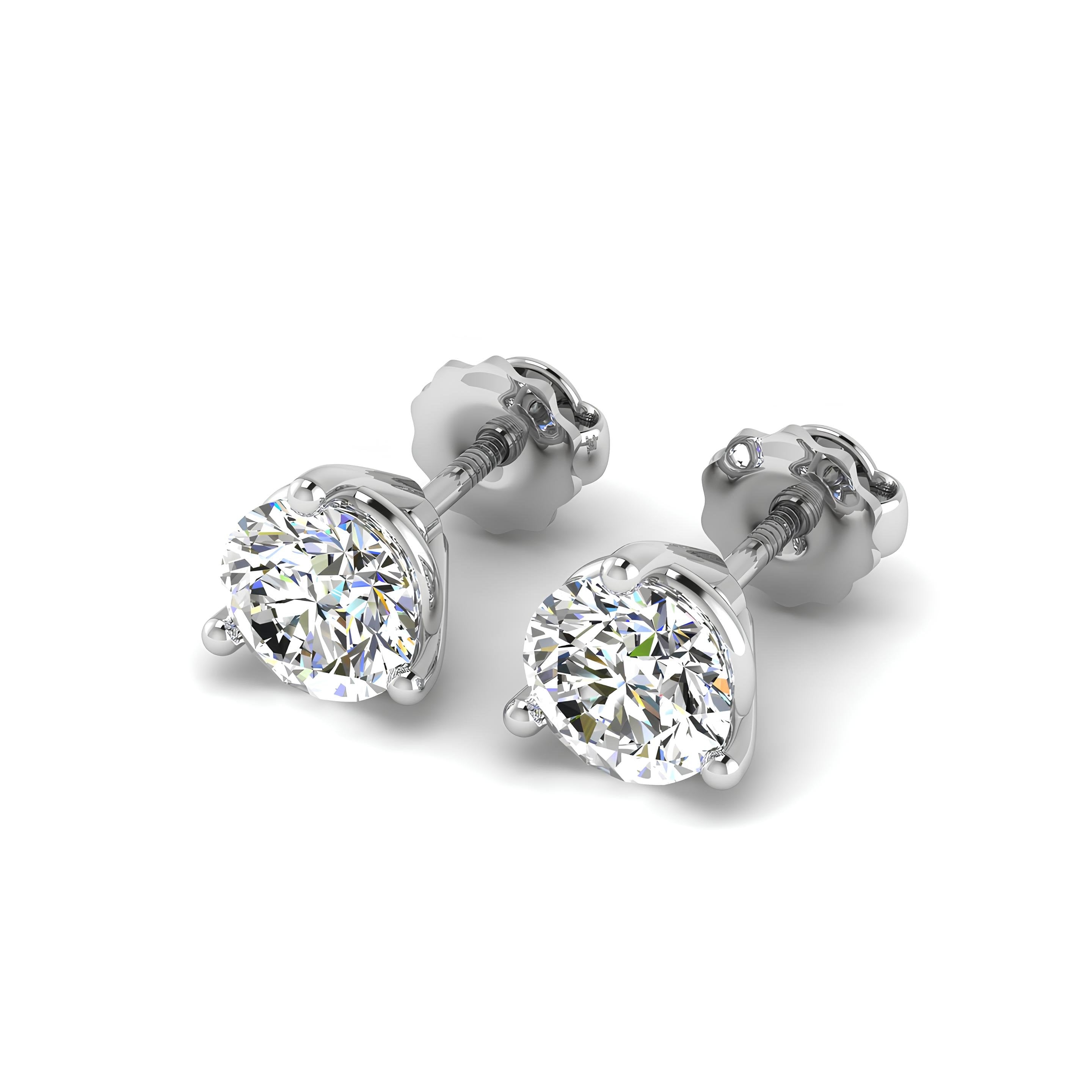 0.25–4.00 Carat Round Lab-Grown Diamond Martini Stud Earrings 14K Gold Wedding Earrings
