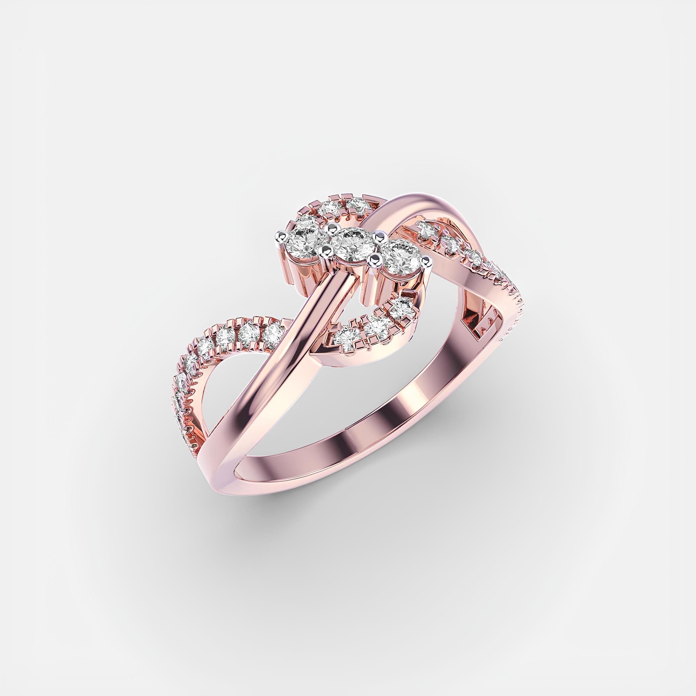 Sparkling Waves EF VS/SI Lab-Created Diamond Half Eternity Wedding Band – 14K Solid Gold Engagement Ring