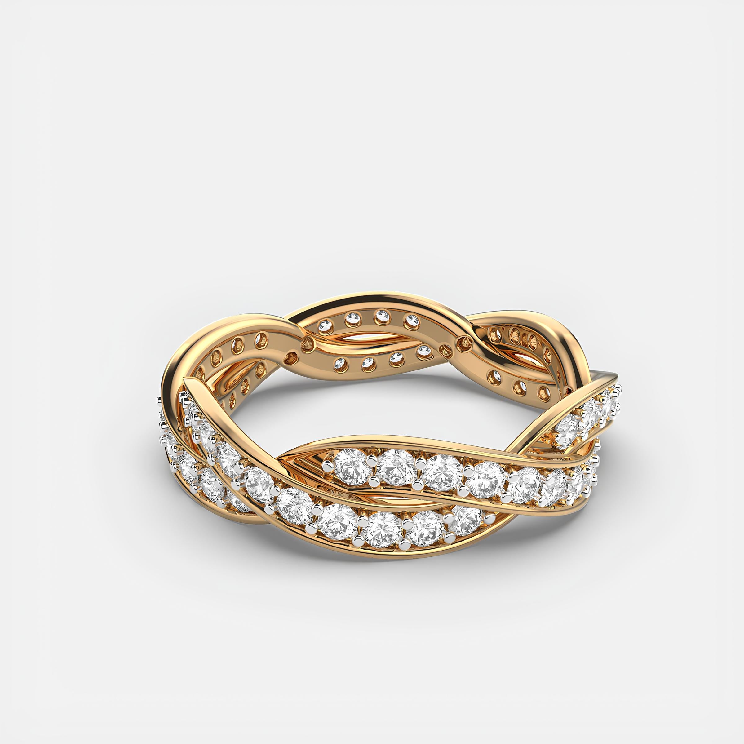 Swirling Harmony Round EF VS/SI Lab-Created Diamond Eternity Wedding Band – 14K Gold