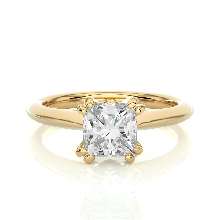 Certified 1.00 Ct Princess Cut Lab-Grown Diamond Solitaire Engagement Ring – Conflict-Free EF VS/SI Diamond Set in 14K Real Gold