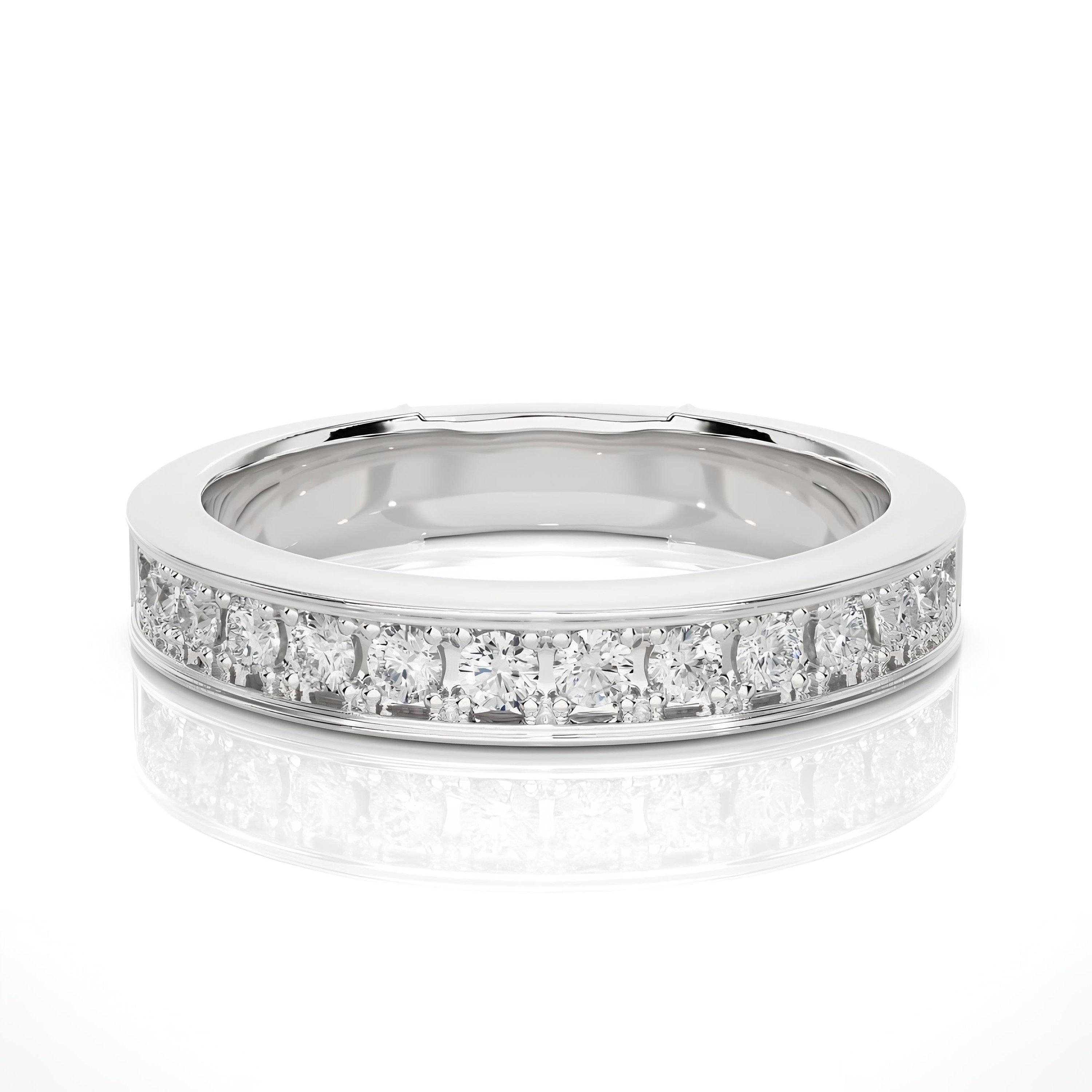 2.20MM EF VS/SI Lab-Grown Diamond Half Eternity Band – Channel-Set 14K Gold, Unique Wedding Ring