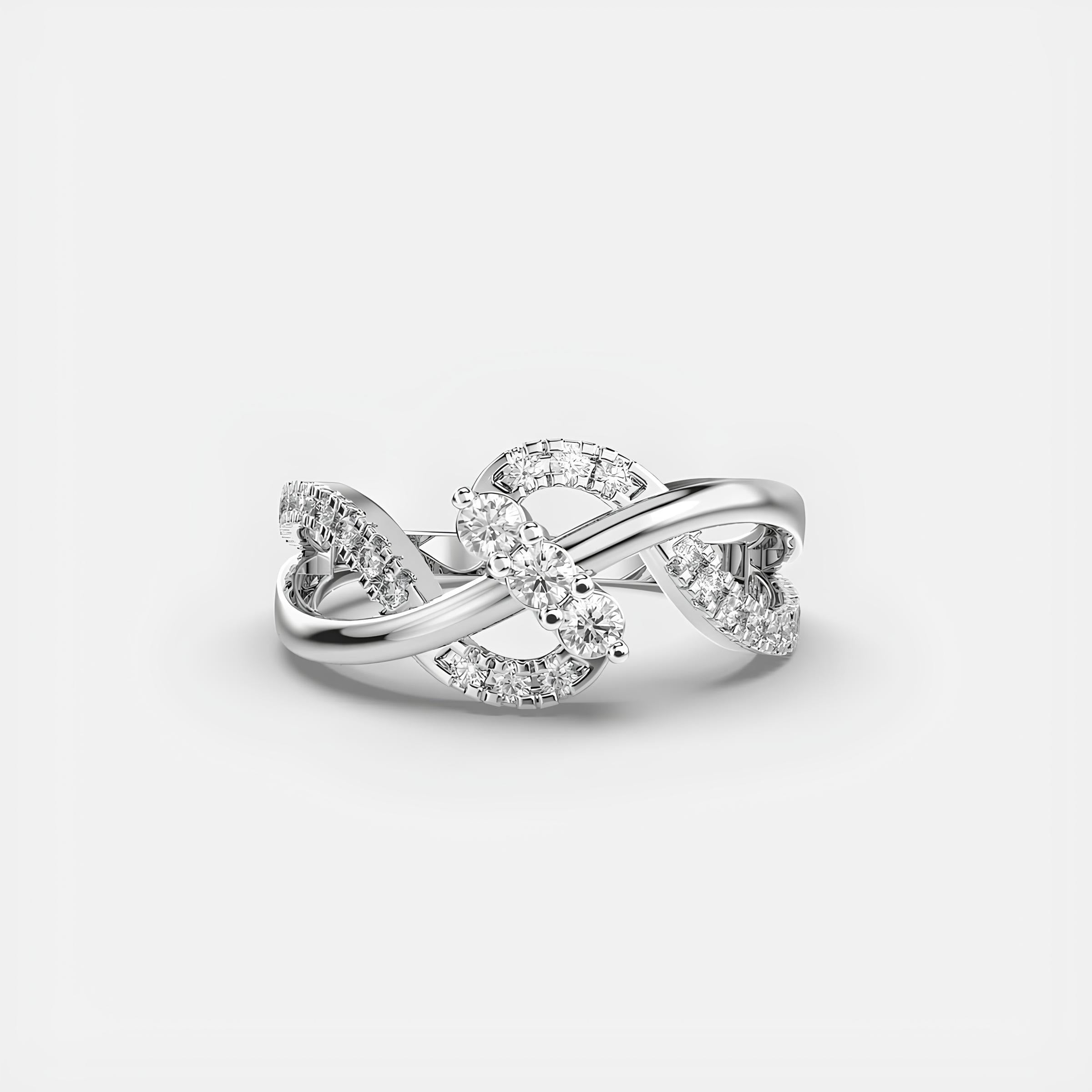 Sparkling Waves EF VS/SI Lab-Created Diamond Half Eternity Wedding Band – 14K Solid Gold Engagement Ring