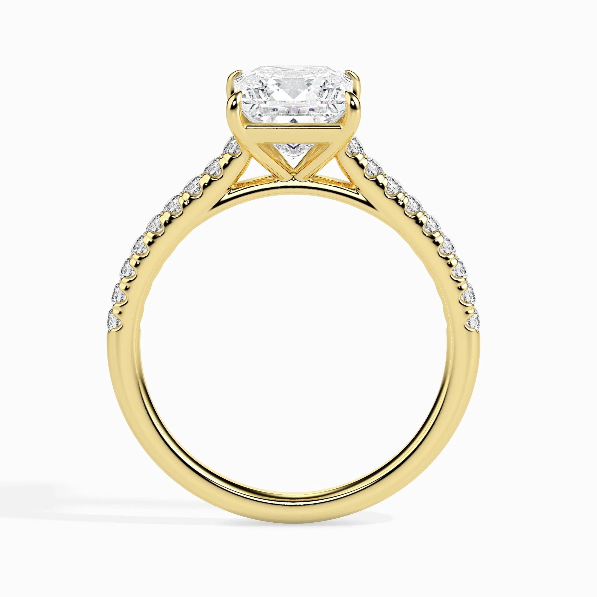 1.00 Ct Certified Lab-Grown Princess Diamond Solitaire Engagement Ring – 14K Solid Gold with Conflict-Free VS/SI Diamonds
