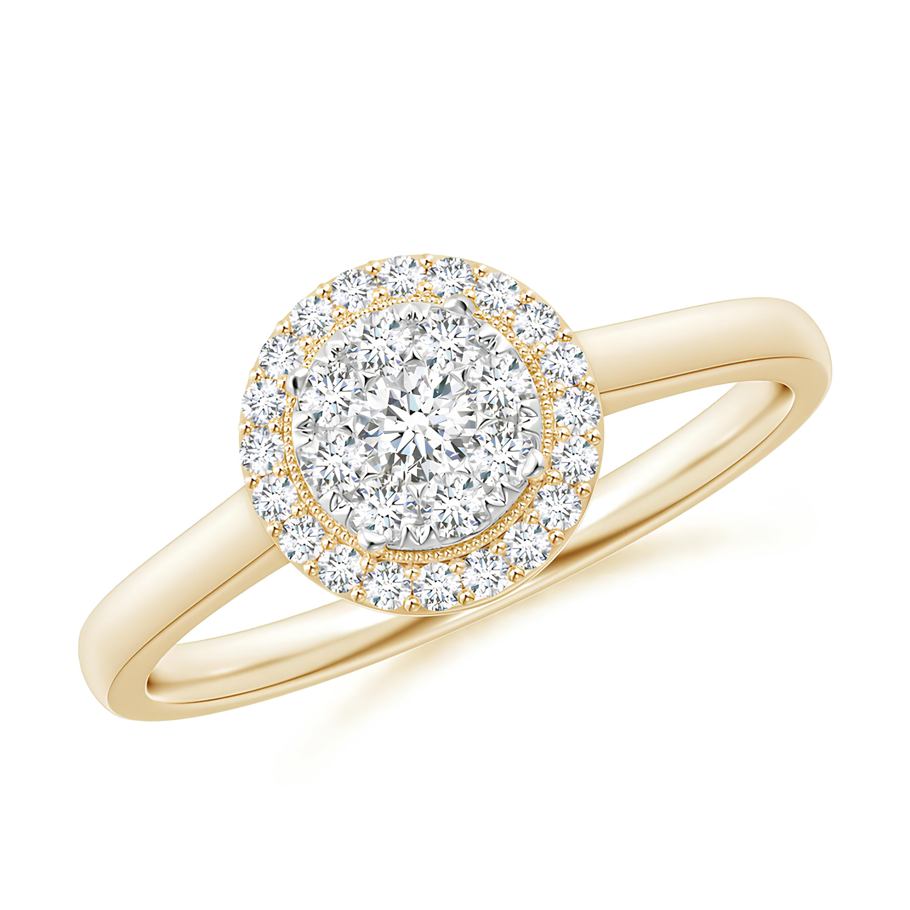 Sparkling 1.00 CTW Round Lab-Grown Diamond Twisted Halo Ring Certified EF VS/SI Engagement or Wedding Band for Women in 14K Gold