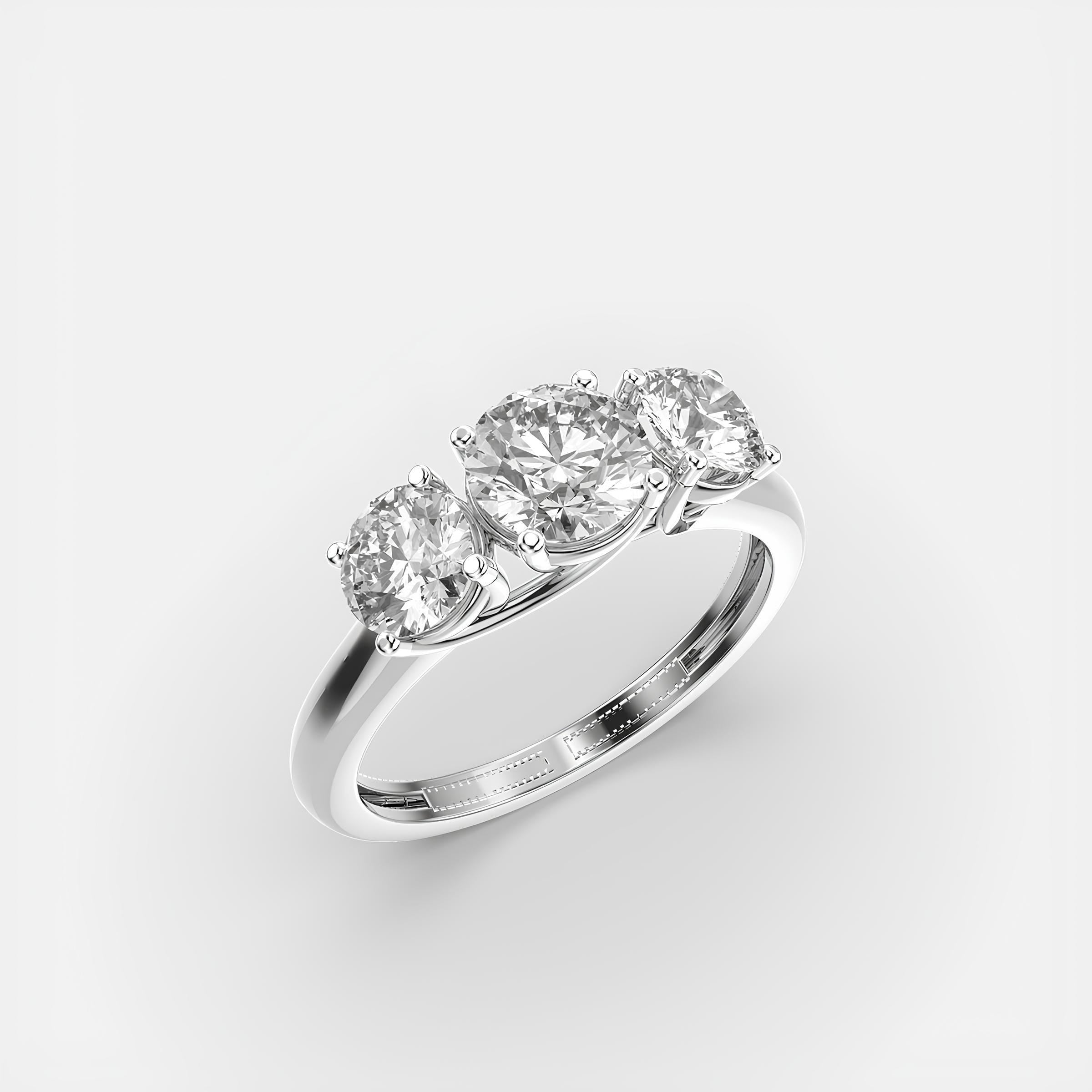 Round Three-Stone Lab-Created Diamond Engagement Ring – Excellent Cut in 14K Gold | Promise or Wedding Ring