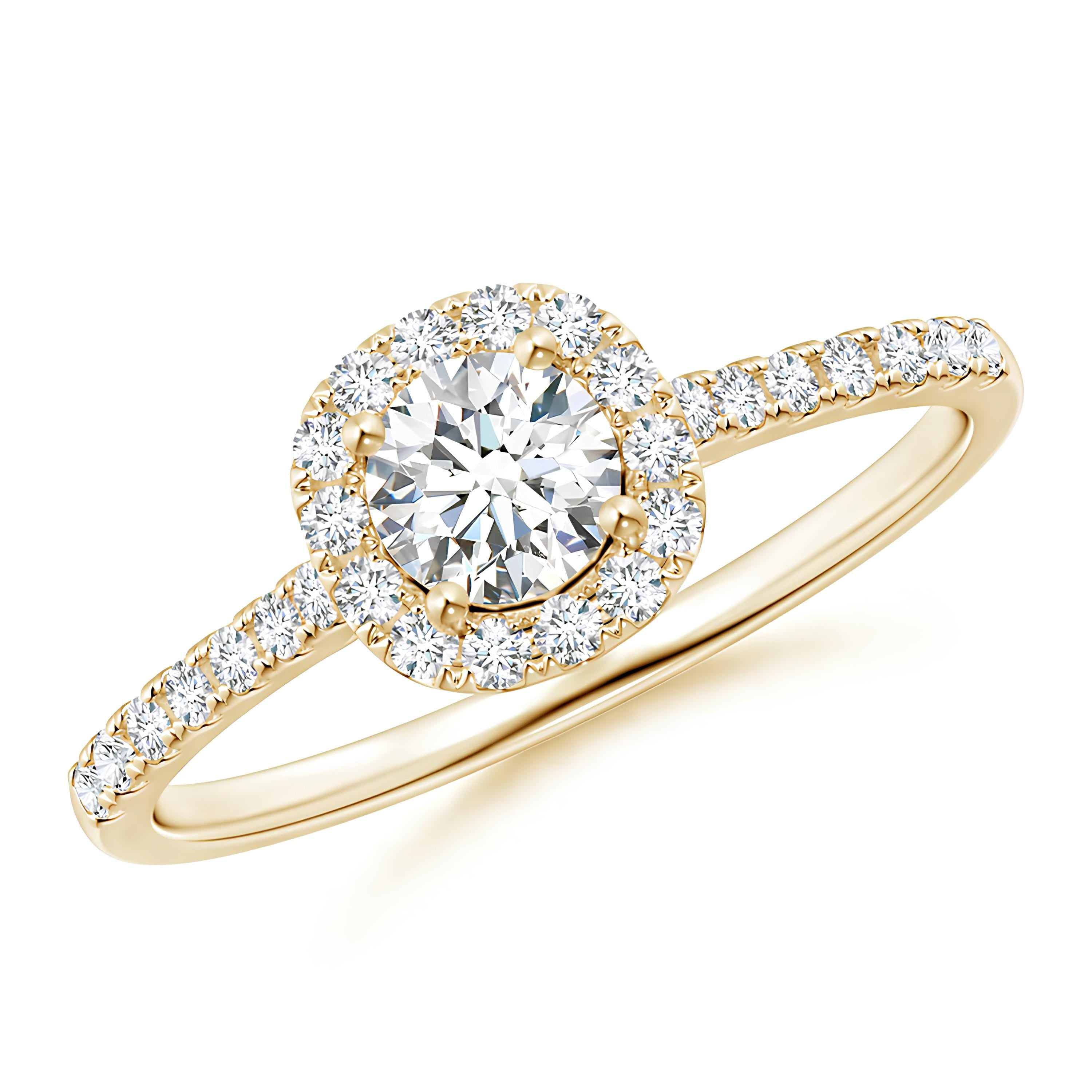 1.00 CTW Round Lab-Grown Diamond Twisted Halo Ring Certified EF VS/SI Engagement or Wedding Band for Women in 14K Gold