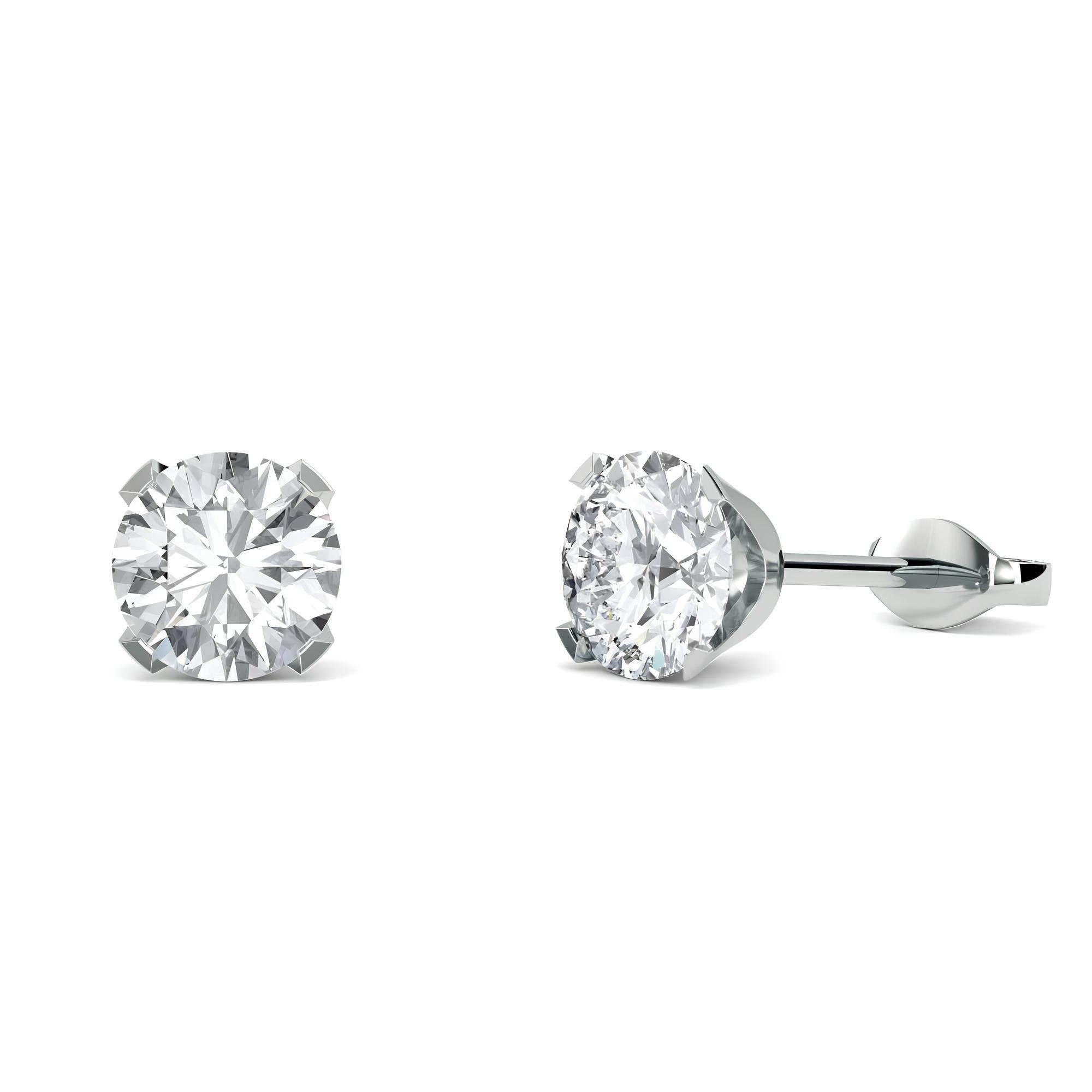 Round EF VS/SI Lab-Grown Diamond Solitaire Stud Earrings 14K Gold Push Back Earrings for Women