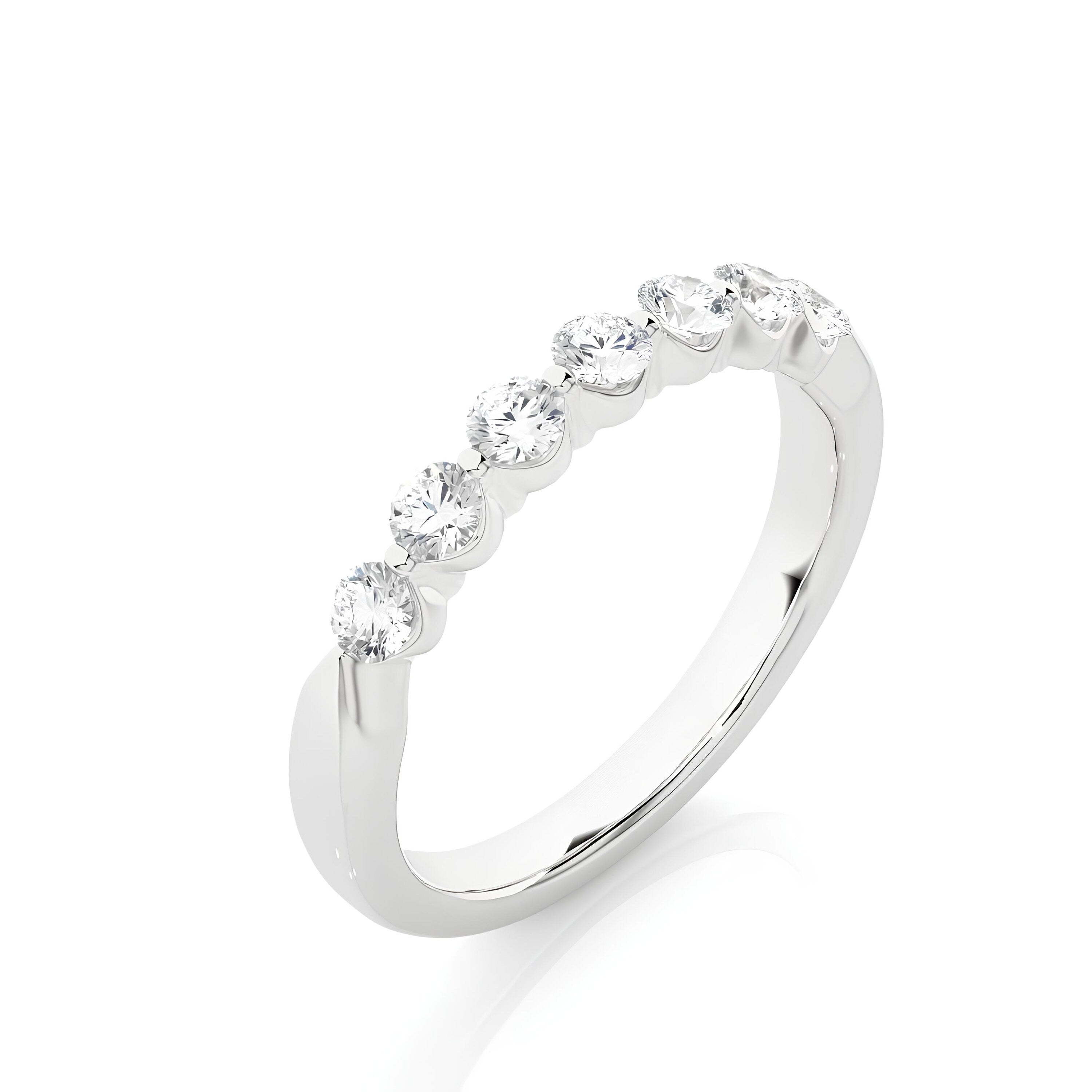 0.56 TW Lab-Grown Diamond Bar Set Eternity Ring 14K White Gold Stacking Wedding Band