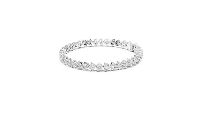 7.98 CT EF VS/SI Lab Grown Certified Round Cut Diamond Tennis Wedding Bracelet For Women's 14K Yellow Gold