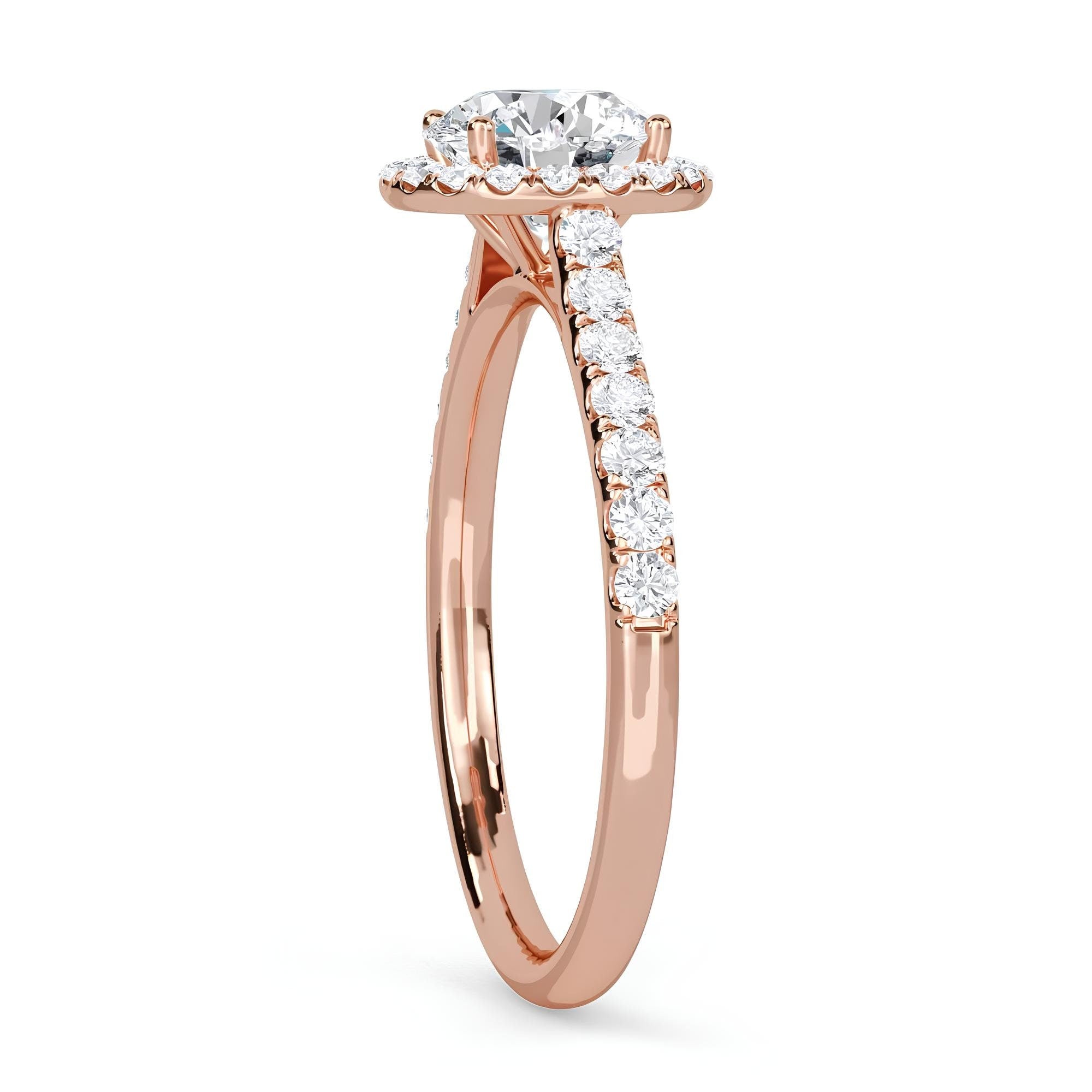 1.00 CT Round Lab-Grown Diamond Halo Engagement Ring EF VS/SI Certified Diamond in 14K Gold