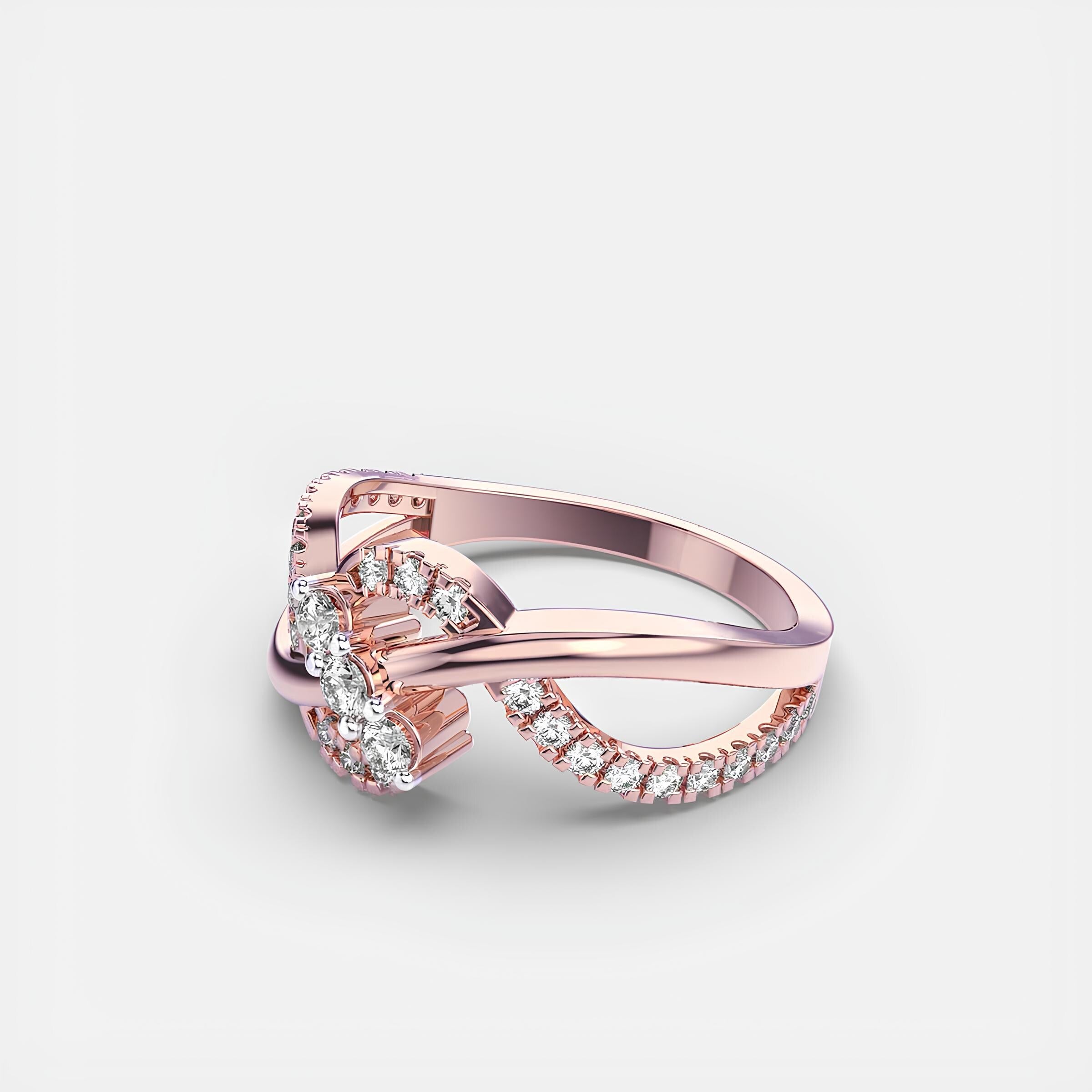 Sparkling Waves EF VS/SI Lab-Created Diamond Half Eternity Wedding Band – 14K Solid Gold Engagement Ring